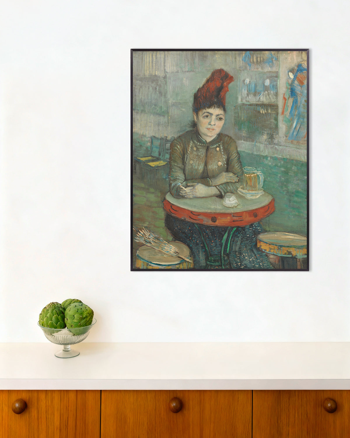 Poster de Au Café, Agostina Segatori au Tambourin (1887), de Vincent van Gogh, avec un cadre métallique