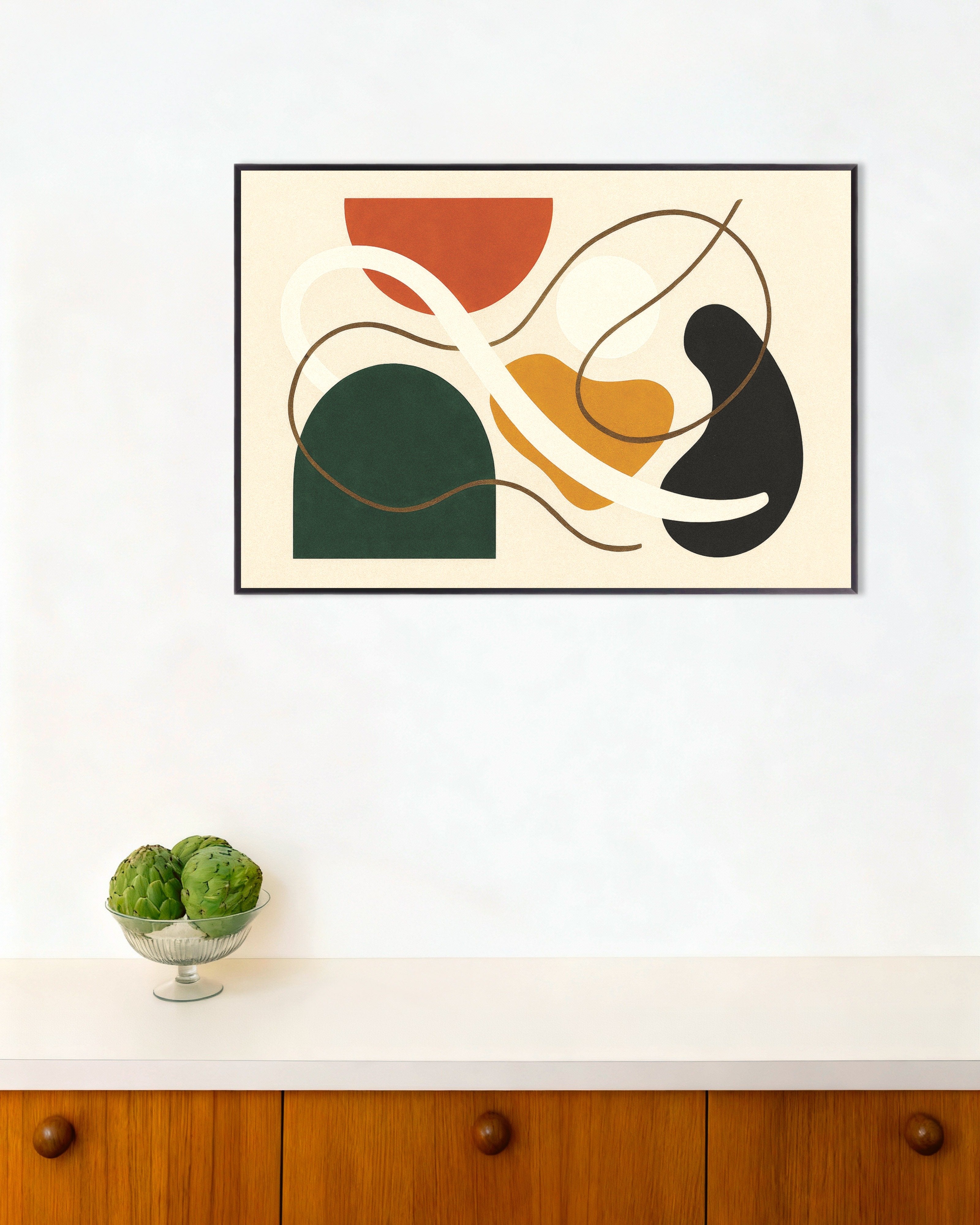 Poster of Inflections 03 – abstract composition with bold forms Poster, with metal frame