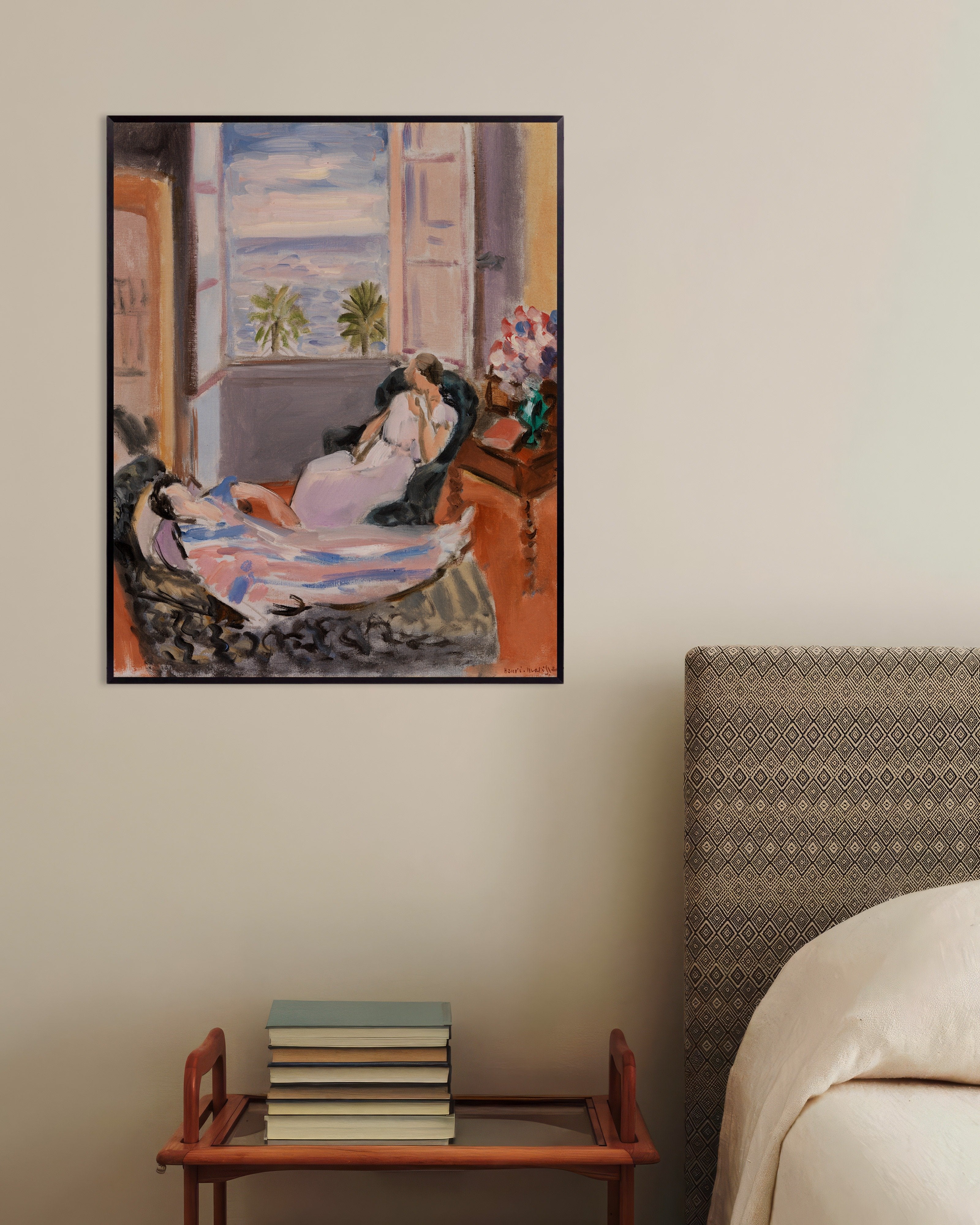 Poster of Interior with two figures, open window (1921-1922) by Henri Matisse, with metal frame