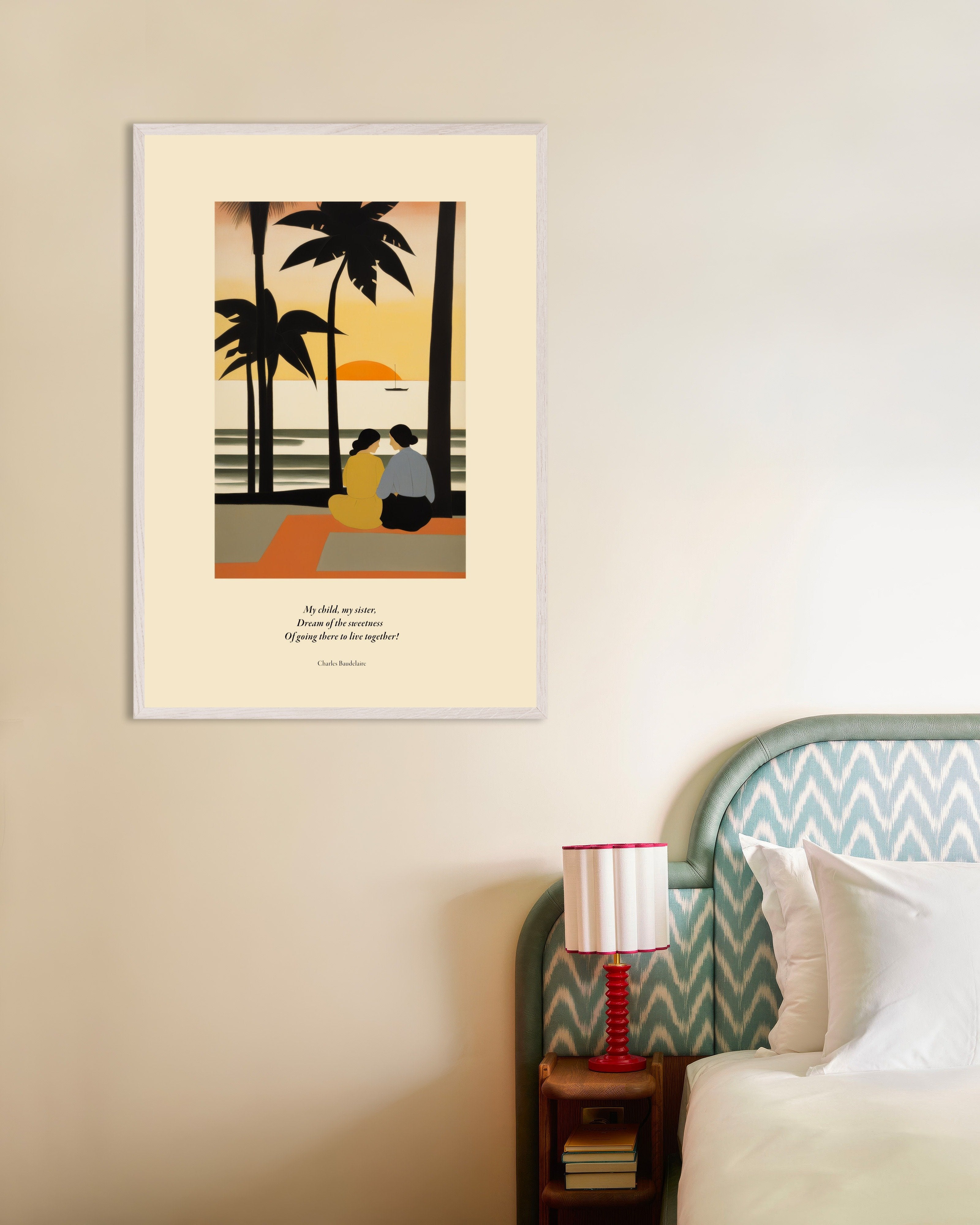 Poster of Invitation to sweetness, Baudelaire - Poster, with white wooden frame