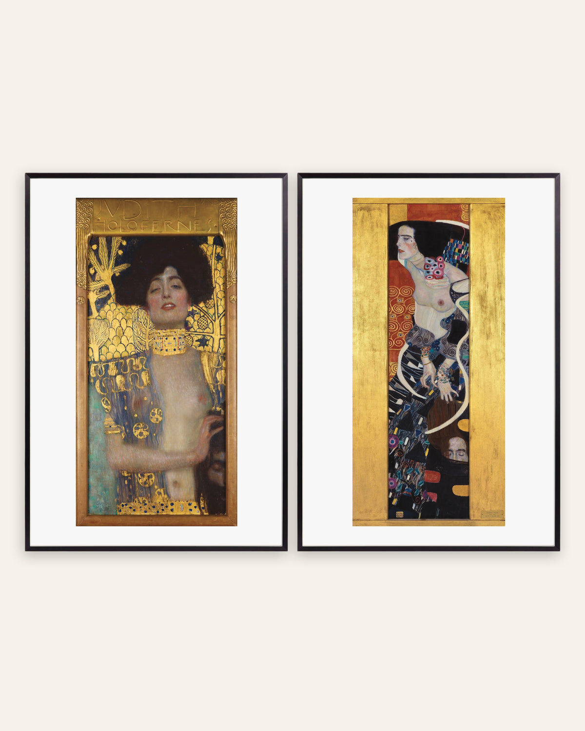 Affiches Klimt, lot de 2 : Judith I et Judith II, cadres en métal noir