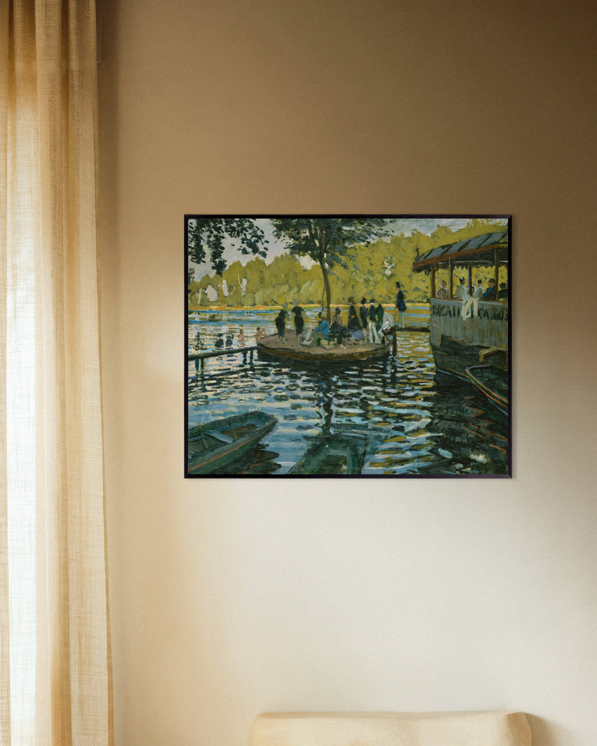Affiche La Grenouillère (1869) de Claude Monet, avec un cadre en métal