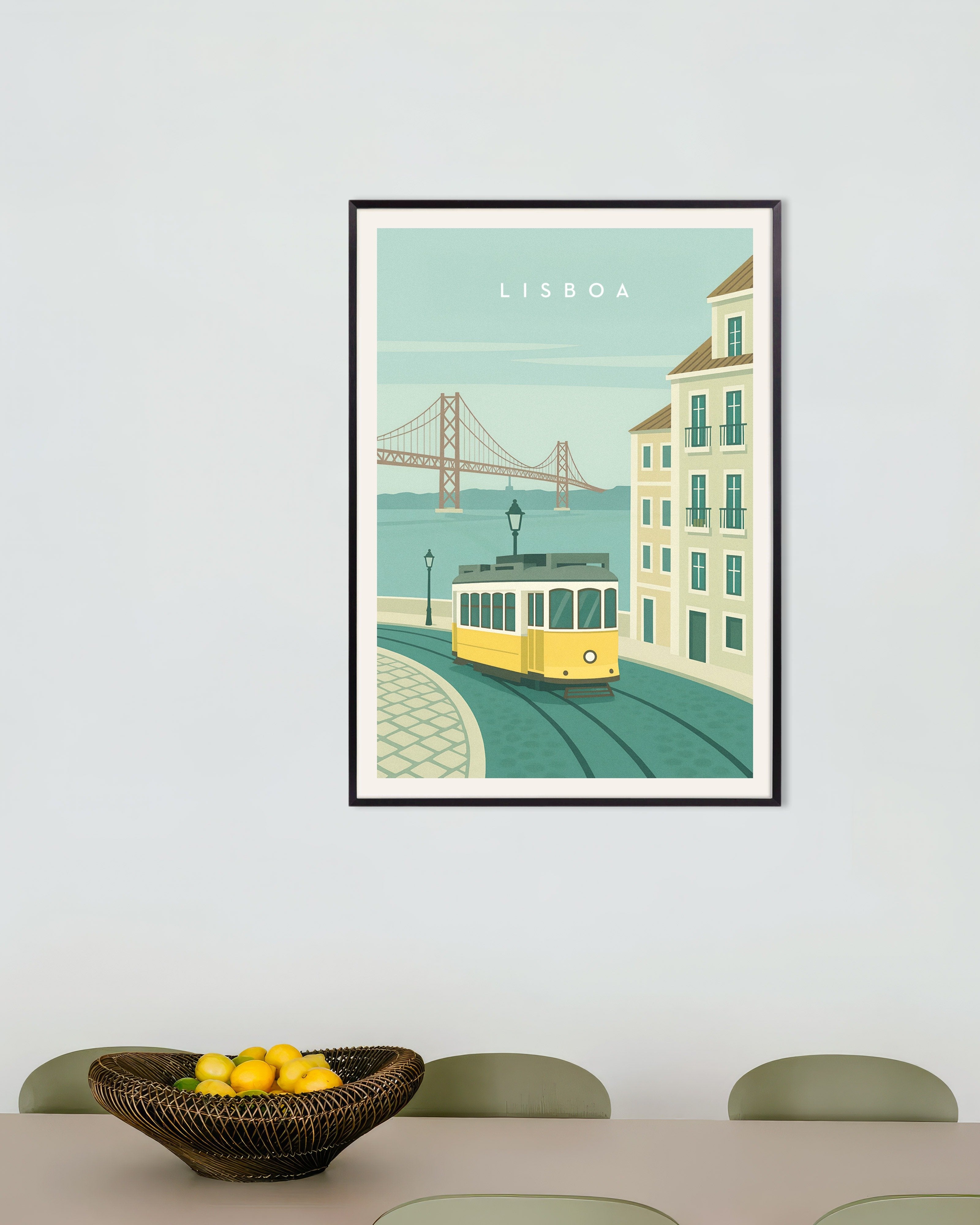 Poster of Lisbon Tram Wall Art Print, with metal frame