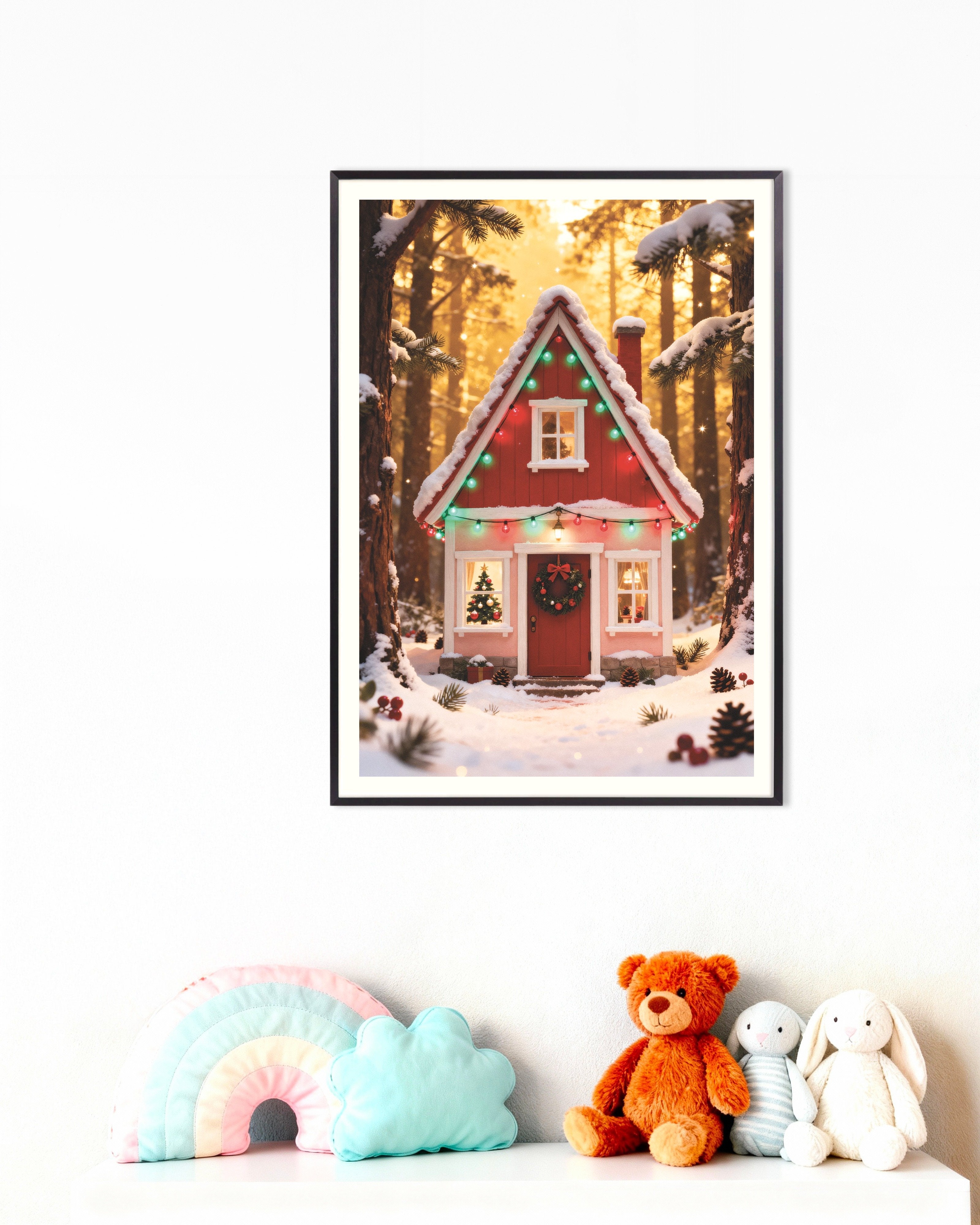 Poster of Little red elf house poster, with metal frame