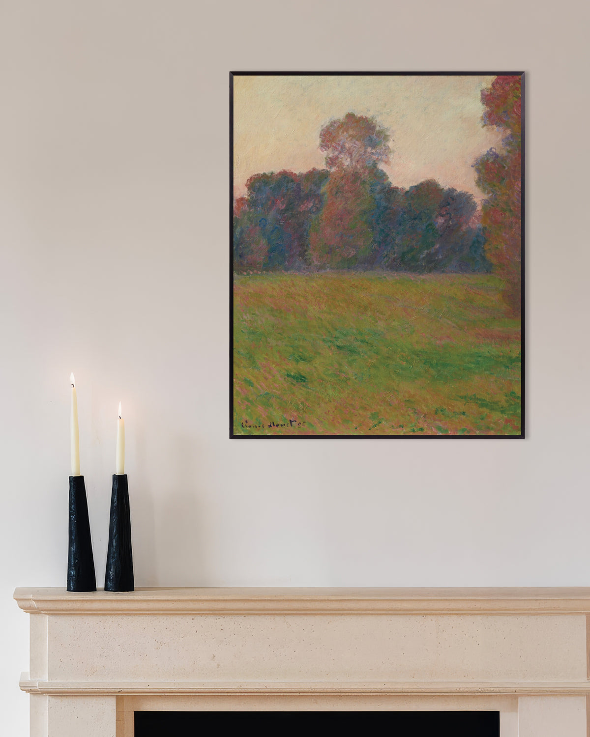 Poster Weide bij Giverny (1886) van Claude Monet met metalen lijst