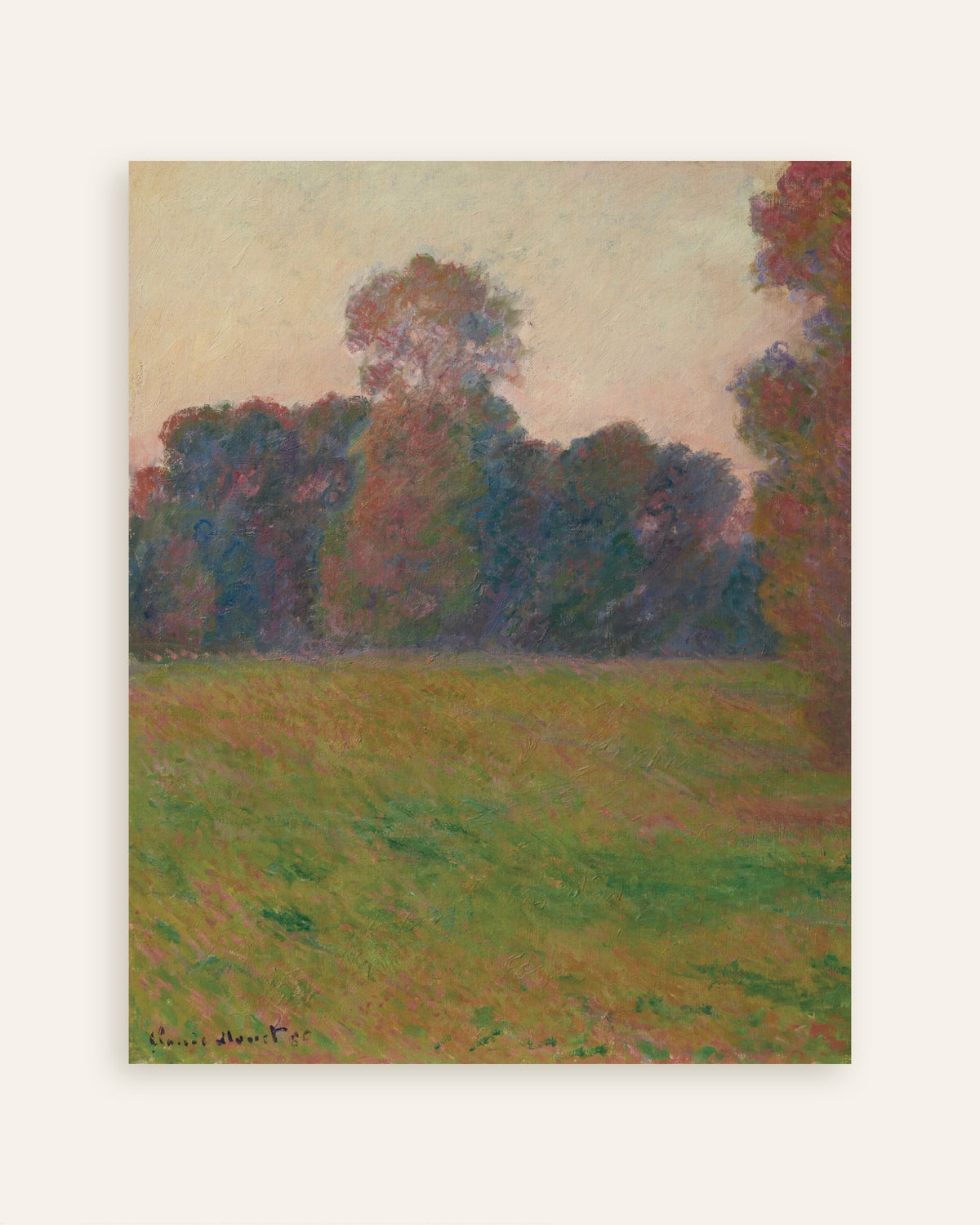 Poster Weide bij Giverny (1886) van Claude Monet, miniatuur
