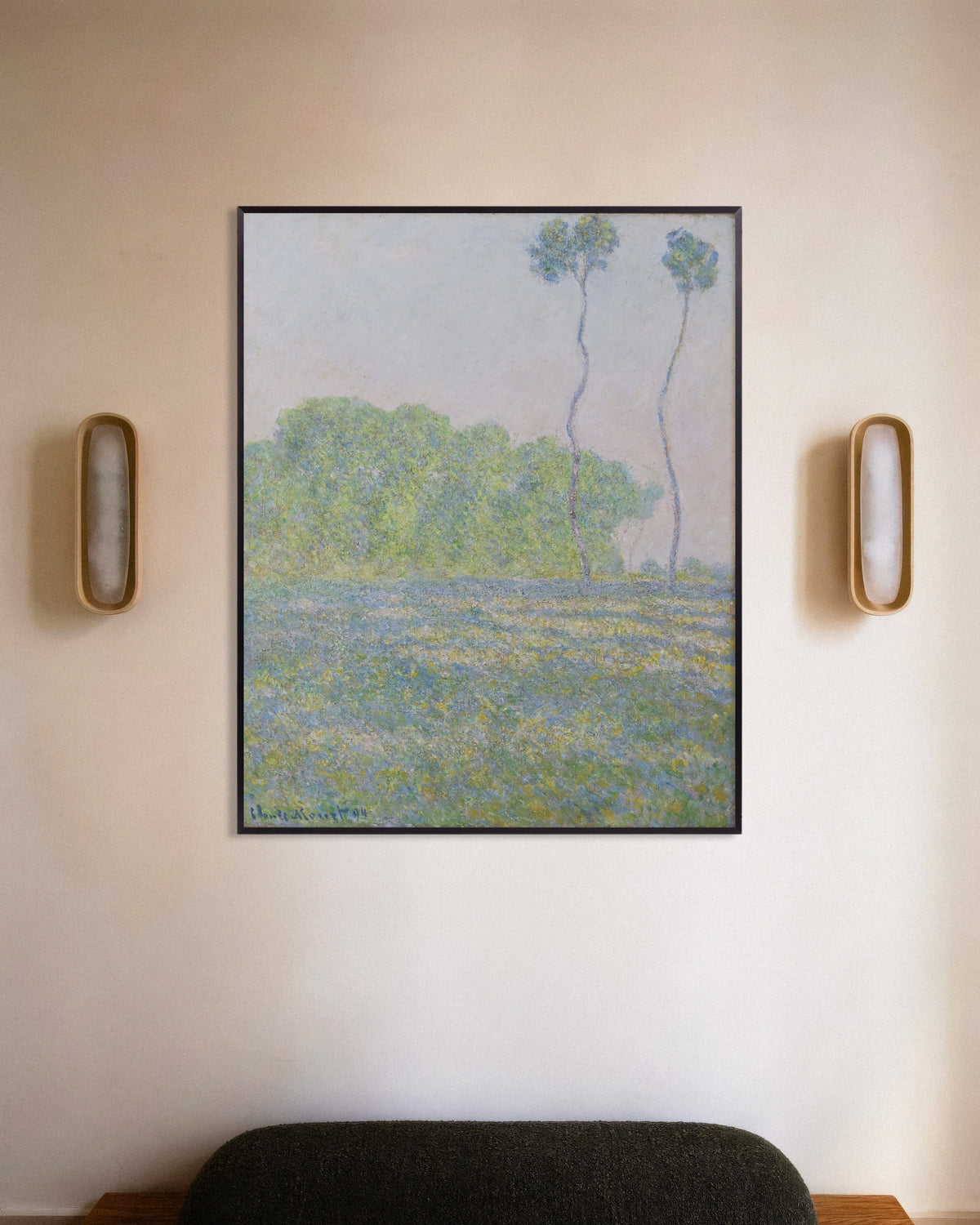 Poster Weide bij Giverny (1894) van Claude Monet met metalen lijst