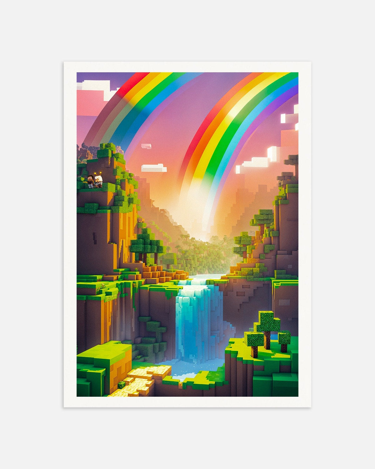 Poster « Rainbow Pixel Valley – Poster Paysage Fantastique », jeu vidéo, vignette