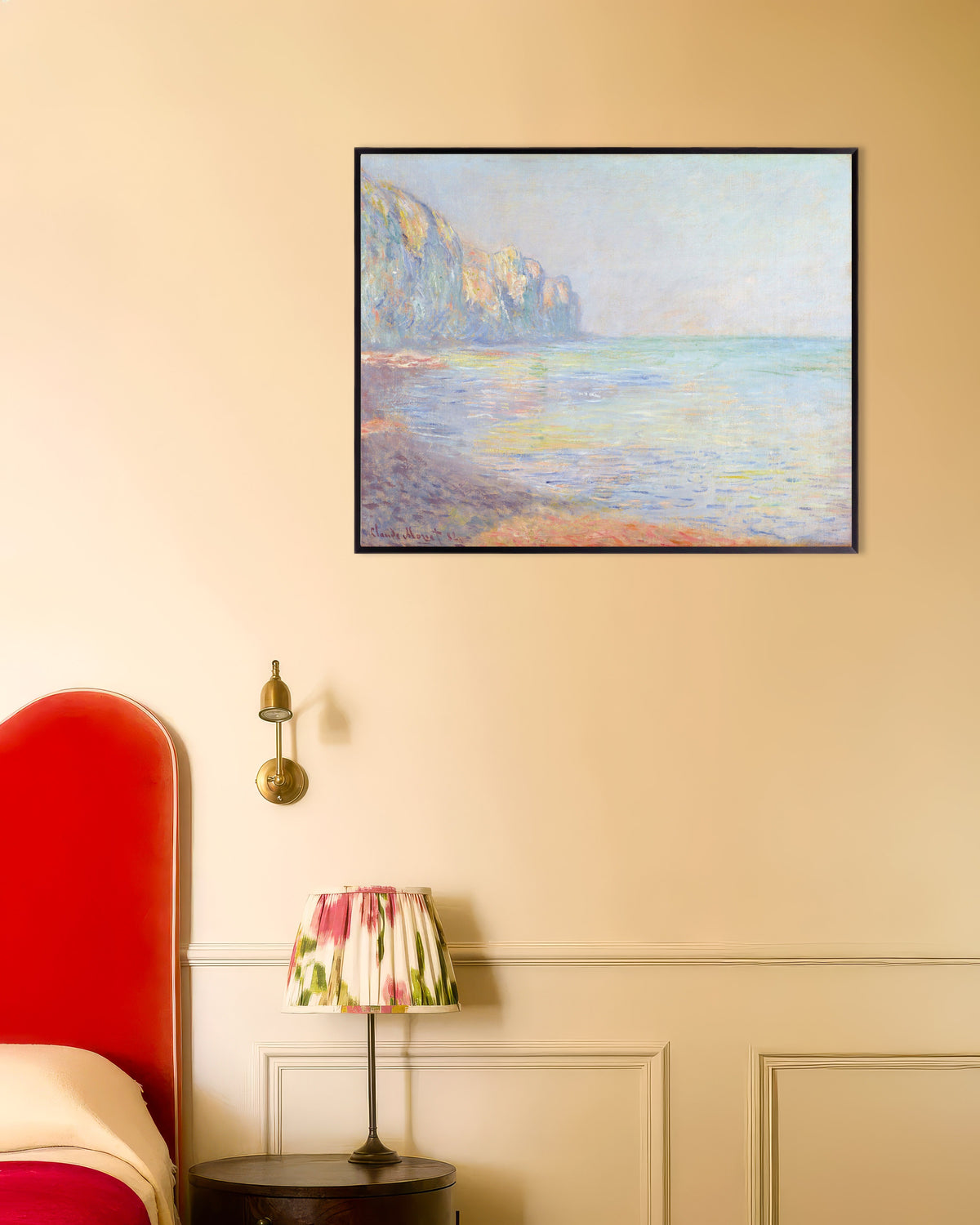 Affiche Le Matin, temps brumeux, Pourville (1882) de Claude Monet, avec un cadre en métal