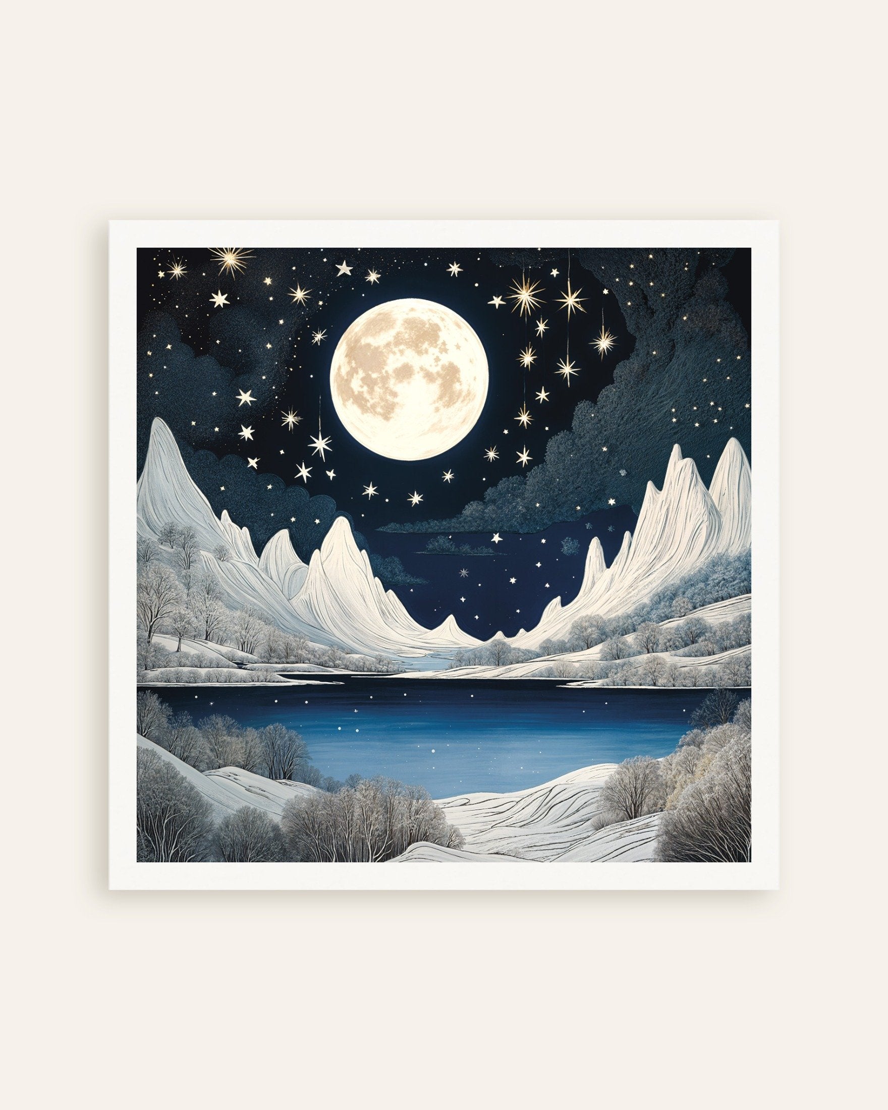 Poster of Moomin inspired winter landscape print, thumbnail