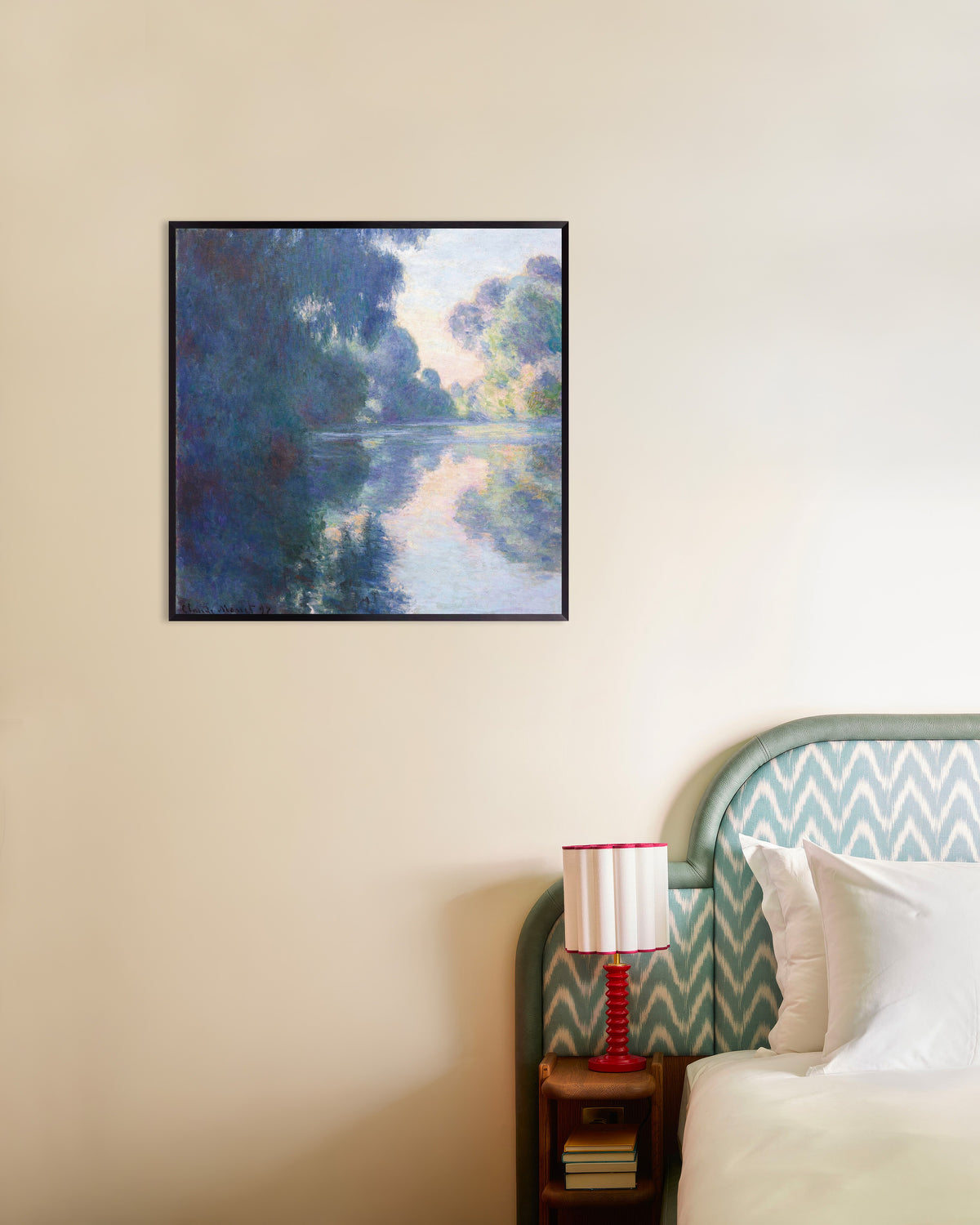 Poster Ochtend aan de Seine (1897) van Claude Monet met metalen lijst