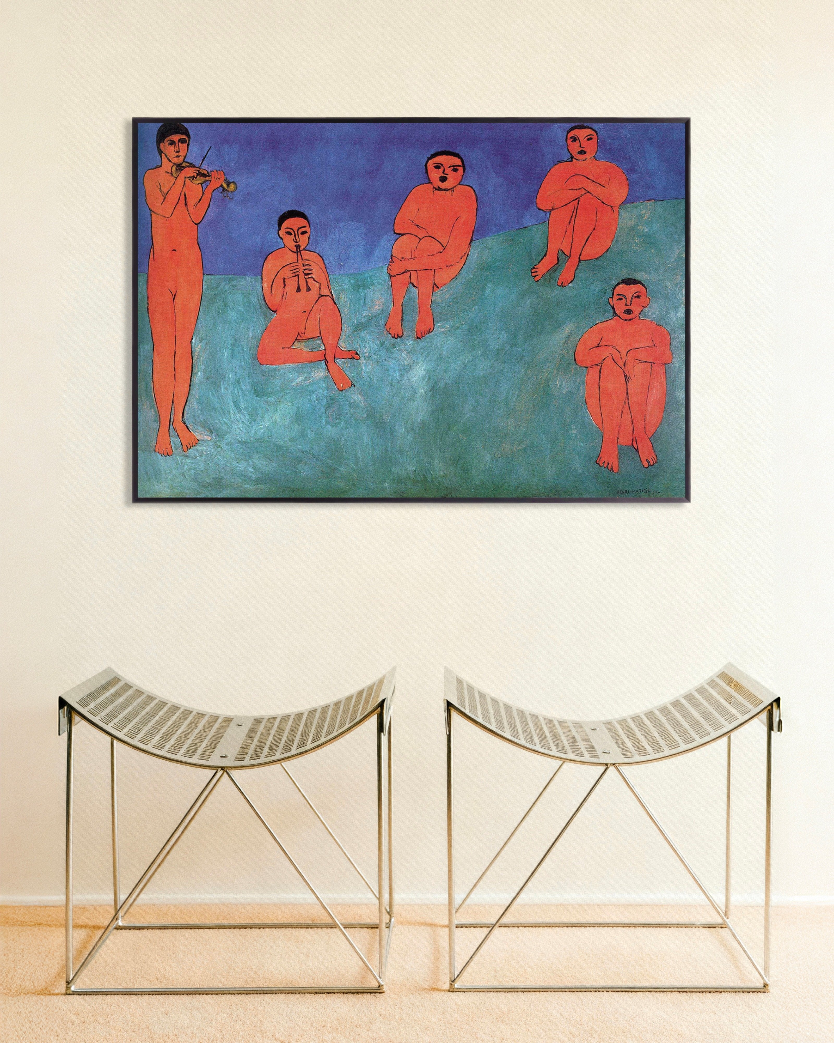 Poster of Music (1910) by Henri Matisse, with metal frame