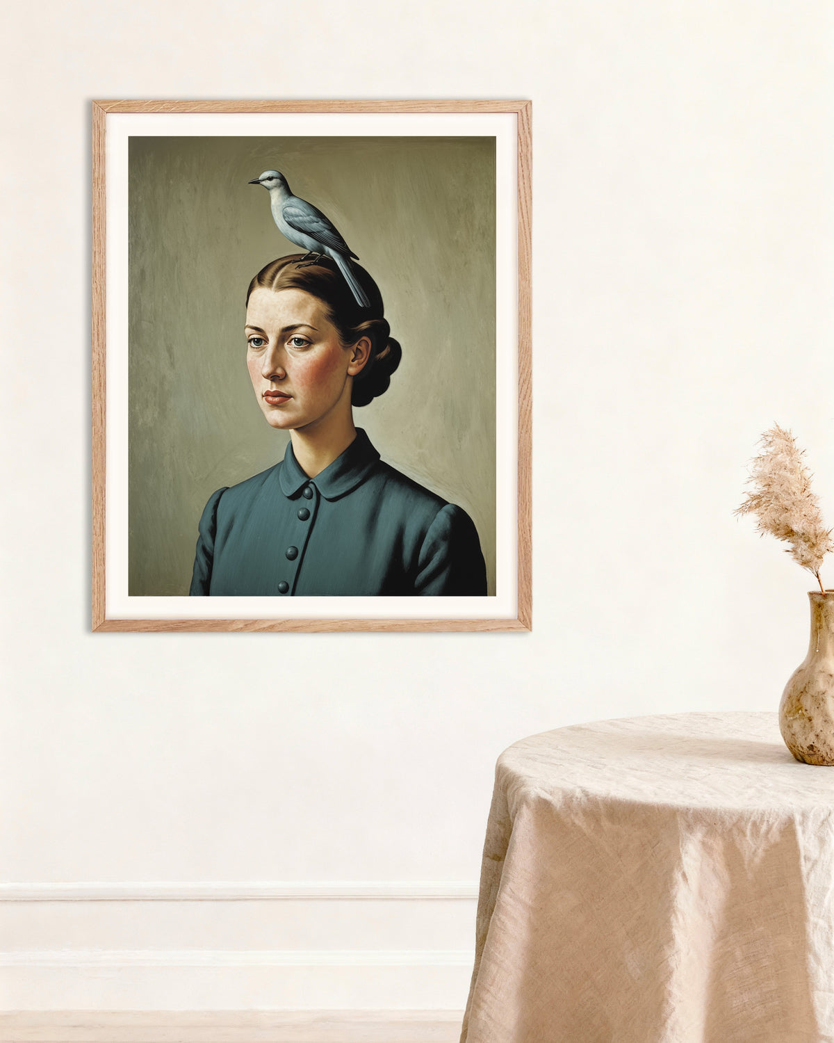 Affiche Ma pensée est un oiseau dans un cadre en chêne naturel