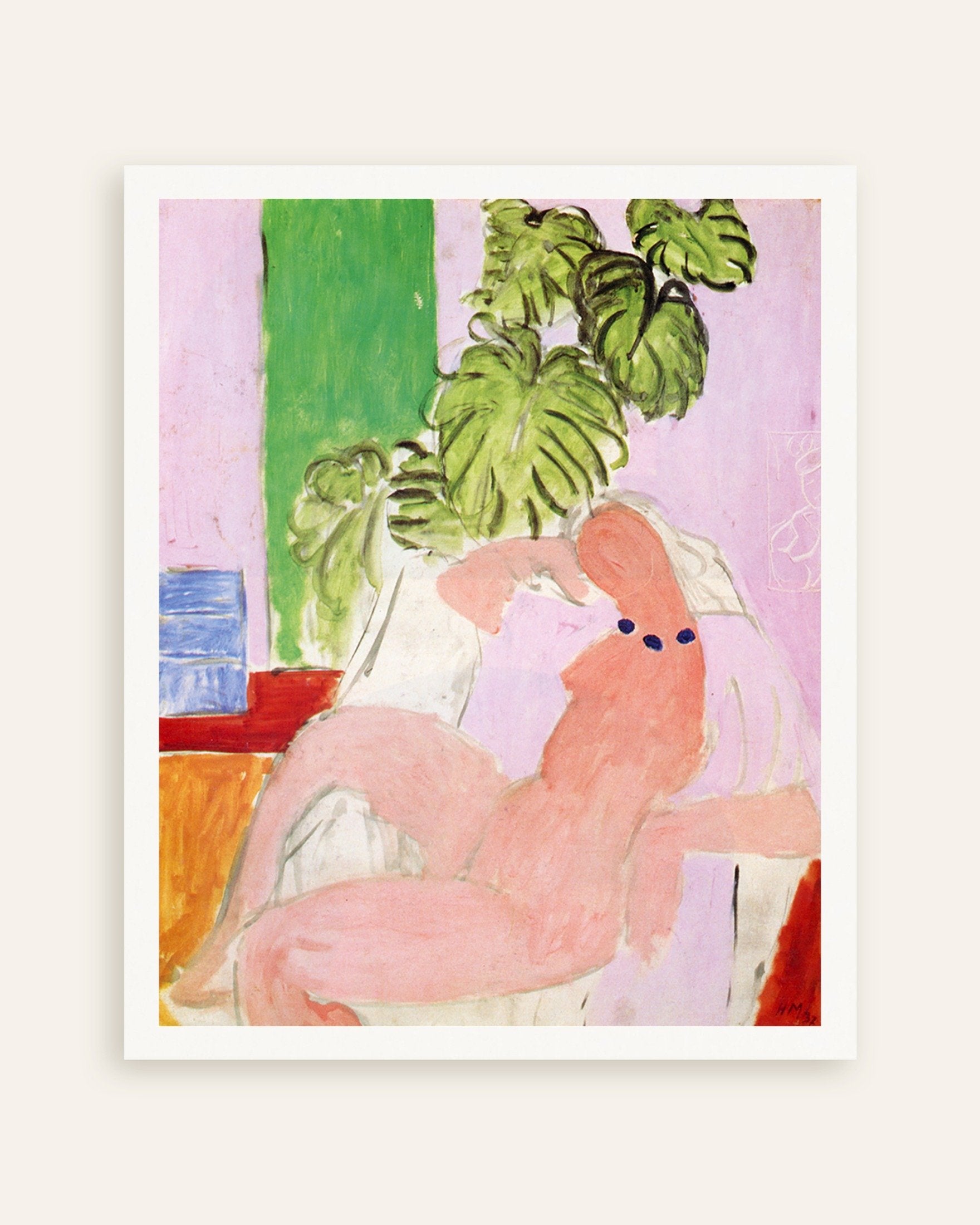 Poster of Nude in a Chair with Green Plants (1937) — Henri Matisse, thumbnail