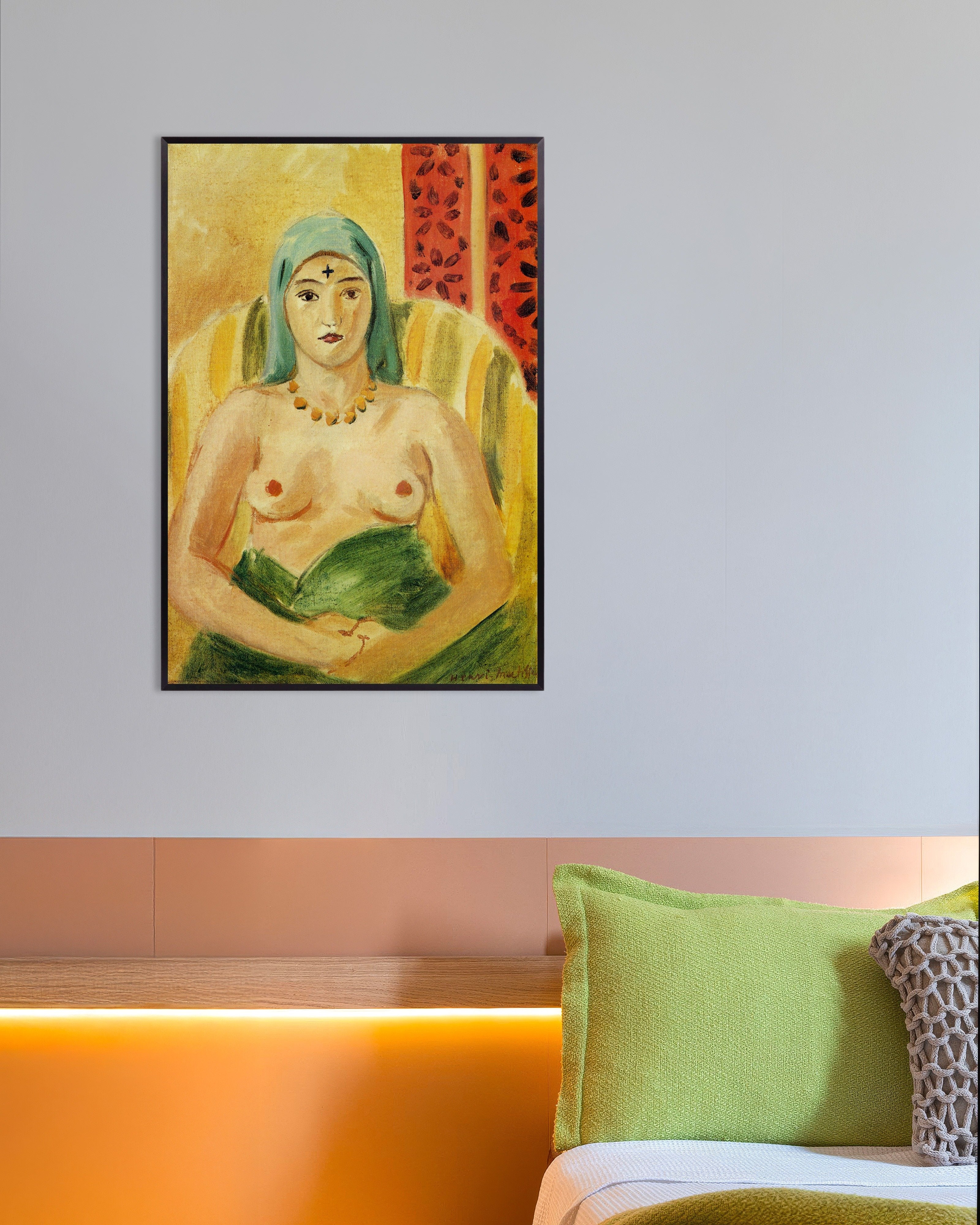 Poster of Odalisque, half-length (1923) by Henri Matisse, with metal frame