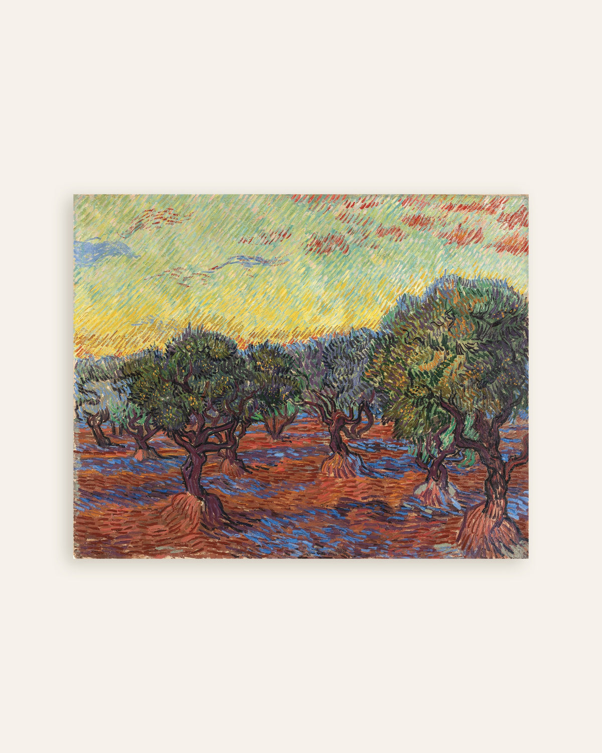 Poster Oliveraie sous un ciel orangé (1889) de Vincent van Gogh, vignette