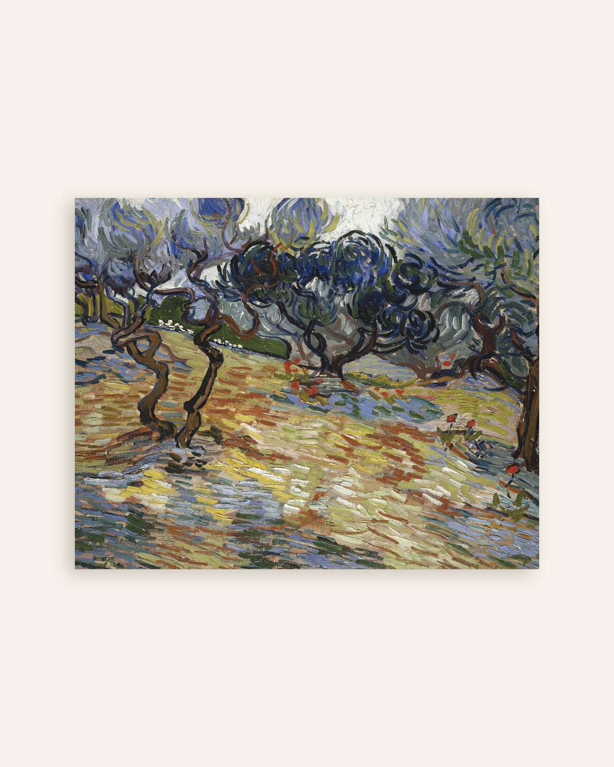 Poster van Olijfbomen (1889) van Vincent van Gogh, miniatuur