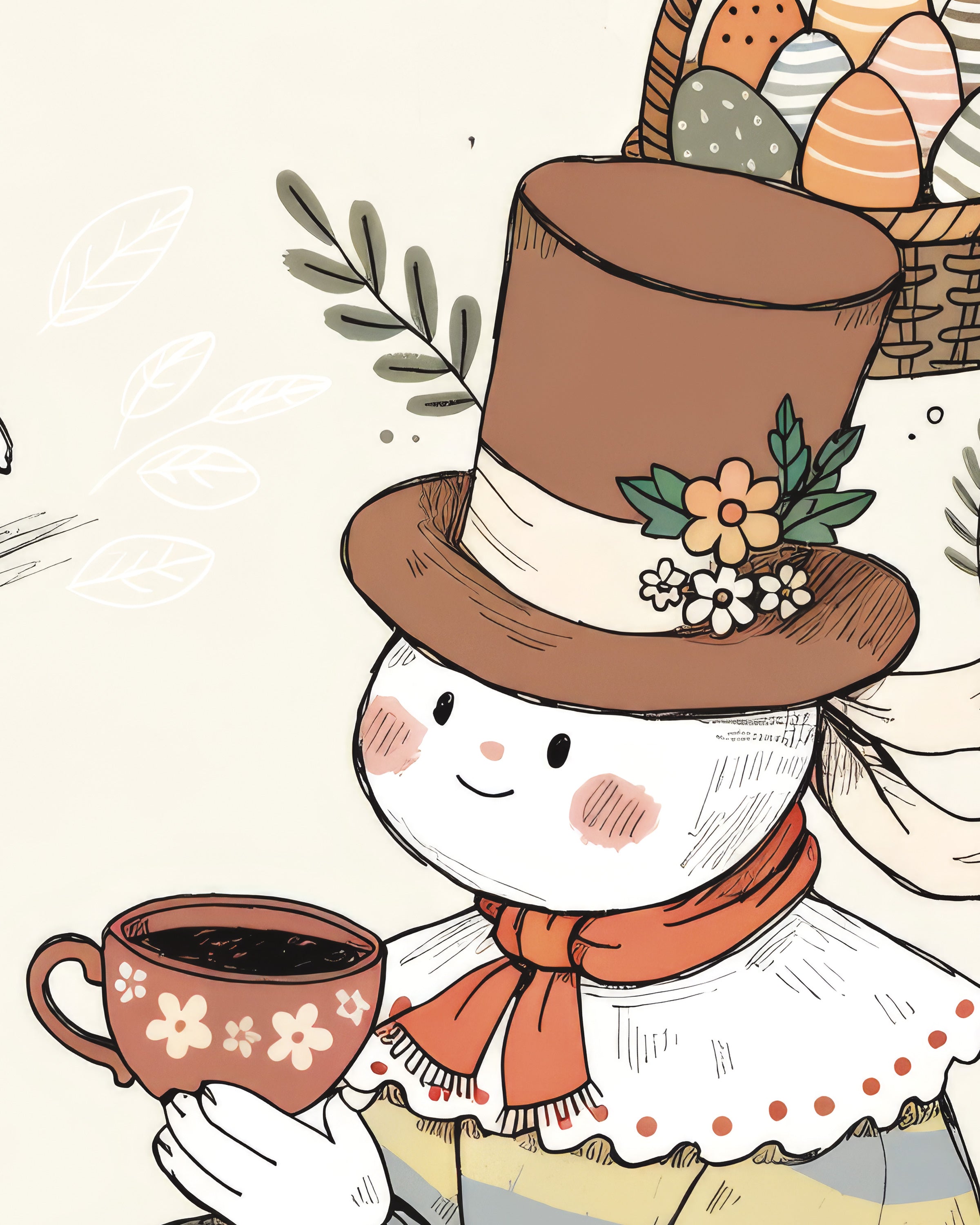 Affiche Illustration Pause Thé de Pâques