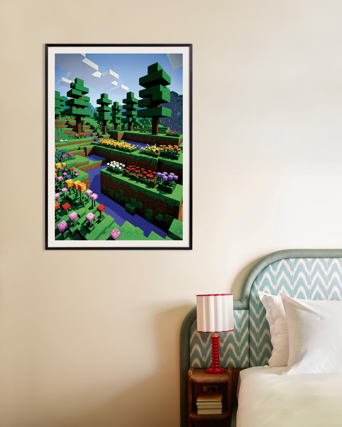 Poster de Pixel Flowers, poster botanique, avec cadre en métal
