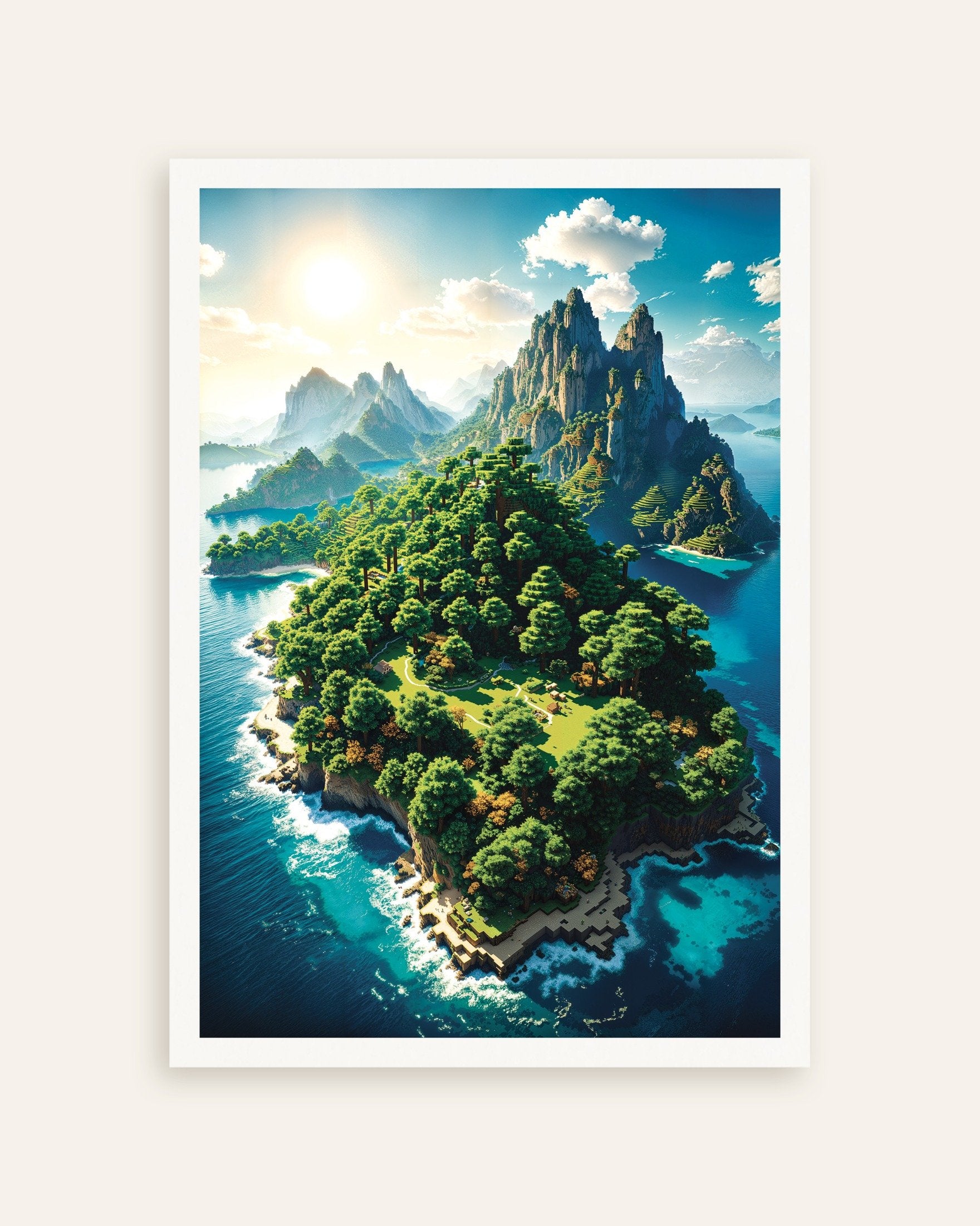 Poster of Pixel Island – Fantasy Landscape Poster, thumbnail