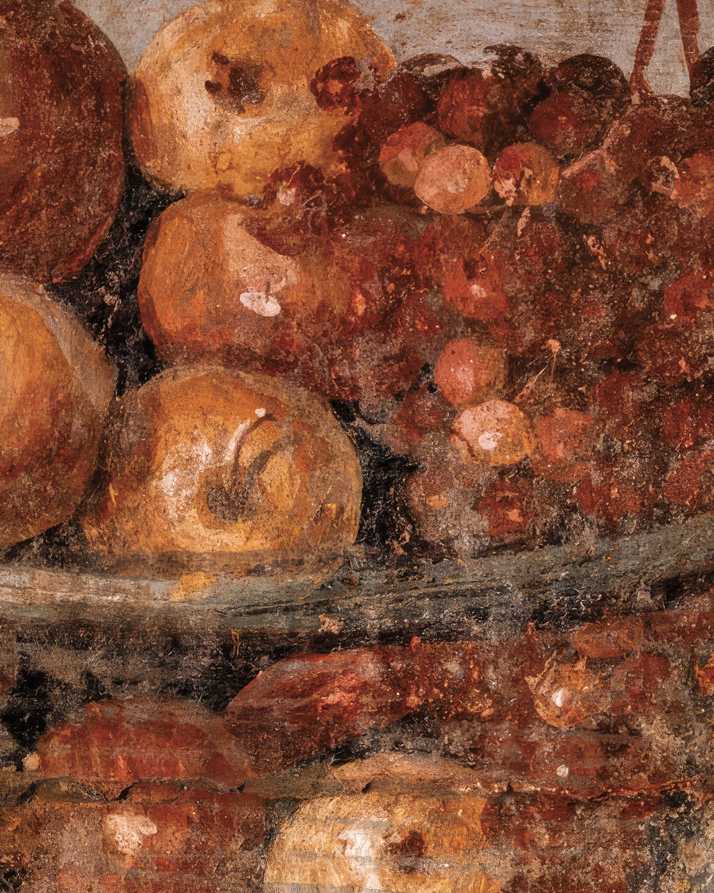 Détail d’une fresque pompéienne avec corbeille de fruits Affiche
