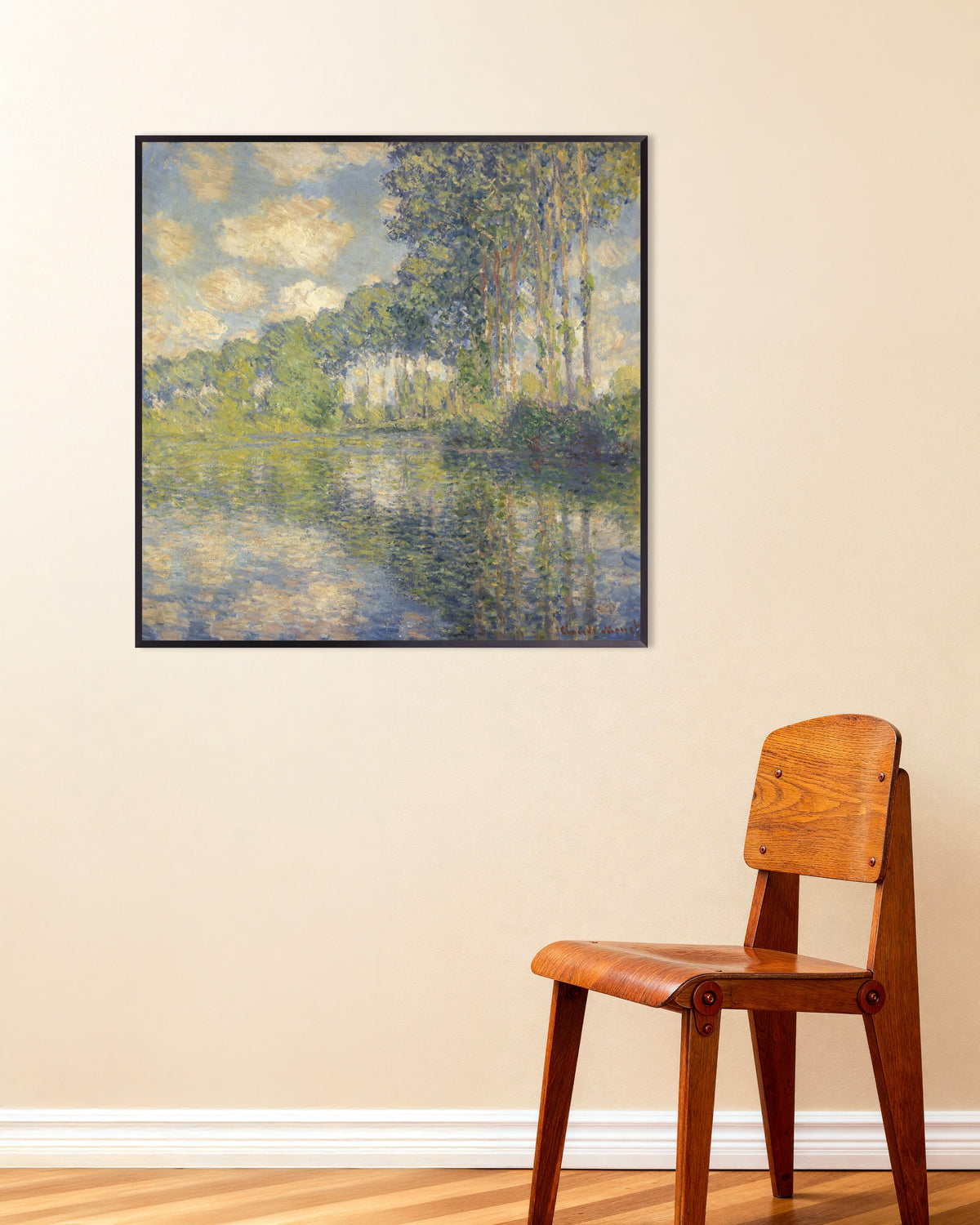 Affiche Peupliers sur l'Epte (1891) de Claude Monet, avec un cadre en métal
