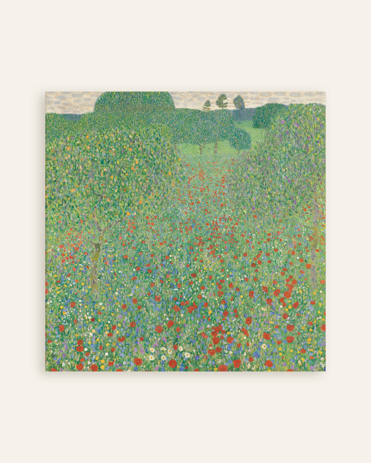 Poster Klaprozenveld (1907) van Gustav Klimt, miniatuur