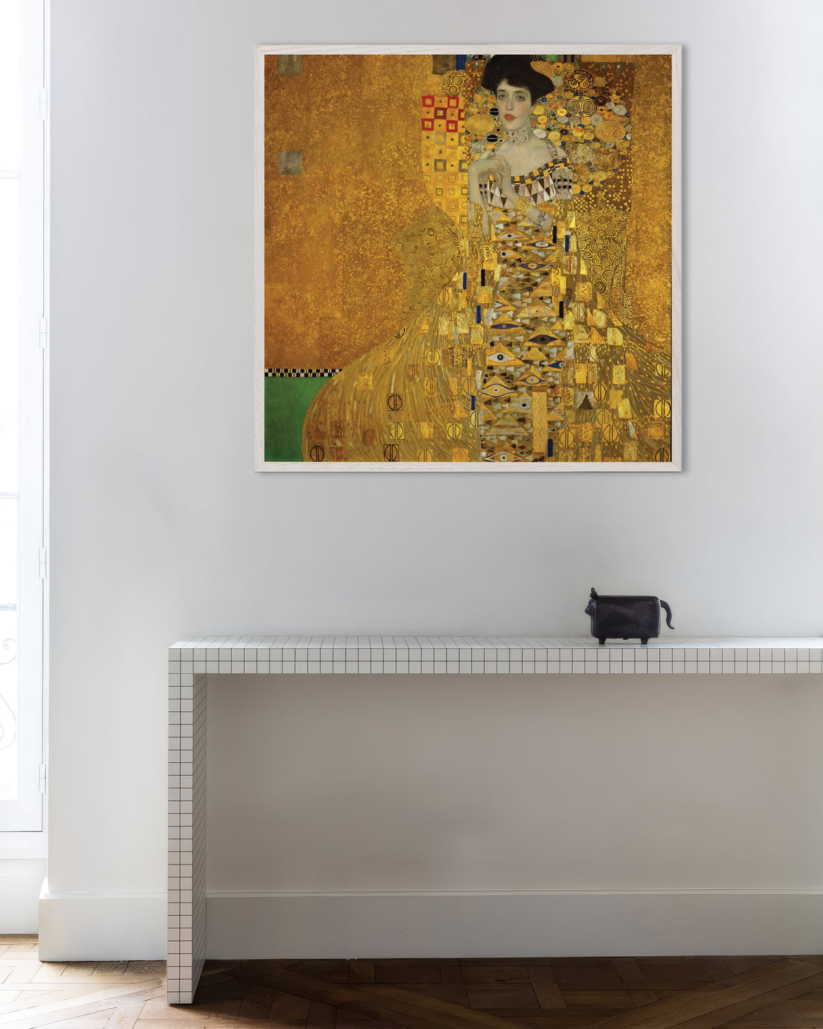 Affiche Portrait d'Adele Bloch-Bauer I (1907) de Gustav Klimt, avec un cadre en bois blanc