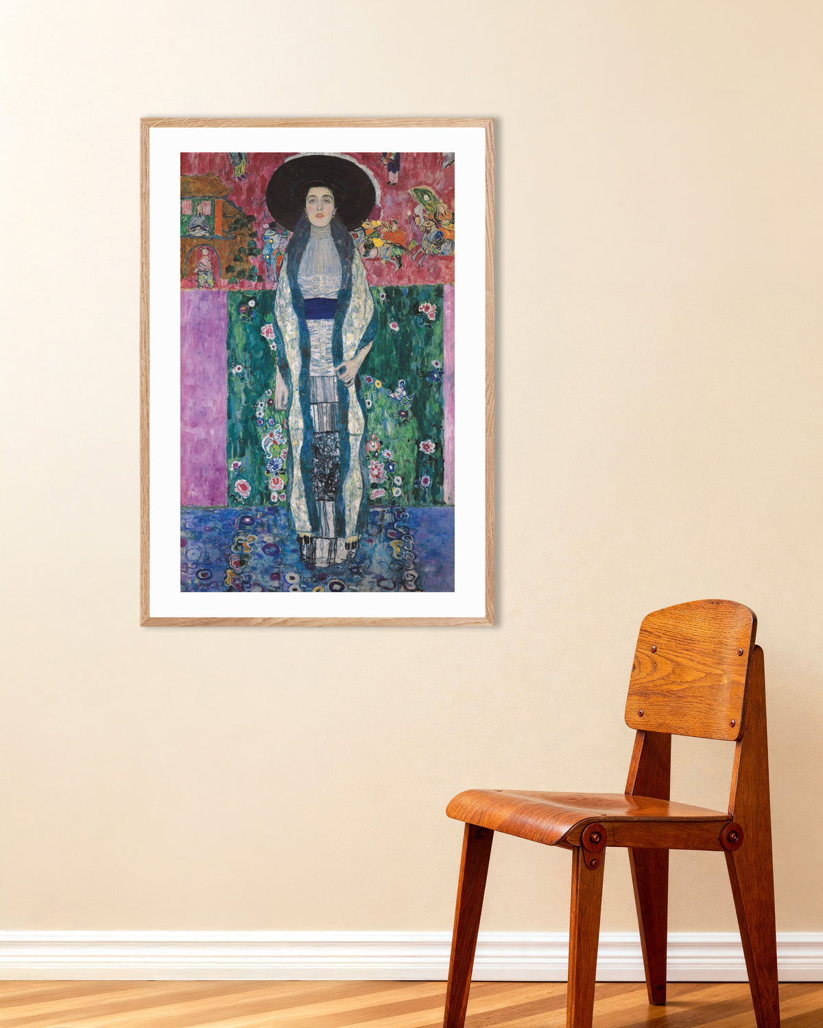Affiche Portrait d'Adele Bloch-Bauer II (1912) de Gustav Klimt, avec un cadre en bois naturel