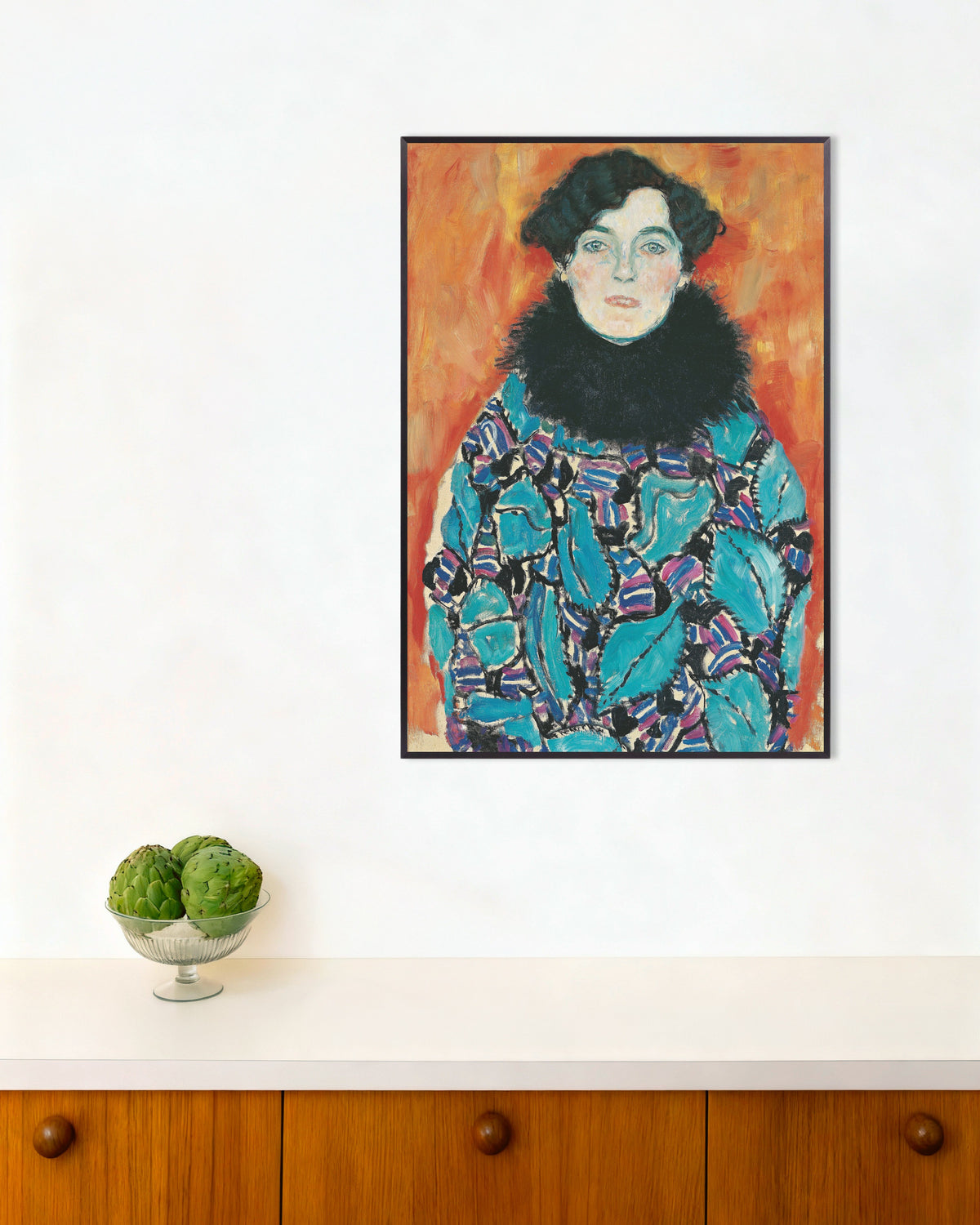 Poster Portret van Johanna Staude (1917) van Gustav Klimt met metalen lijst