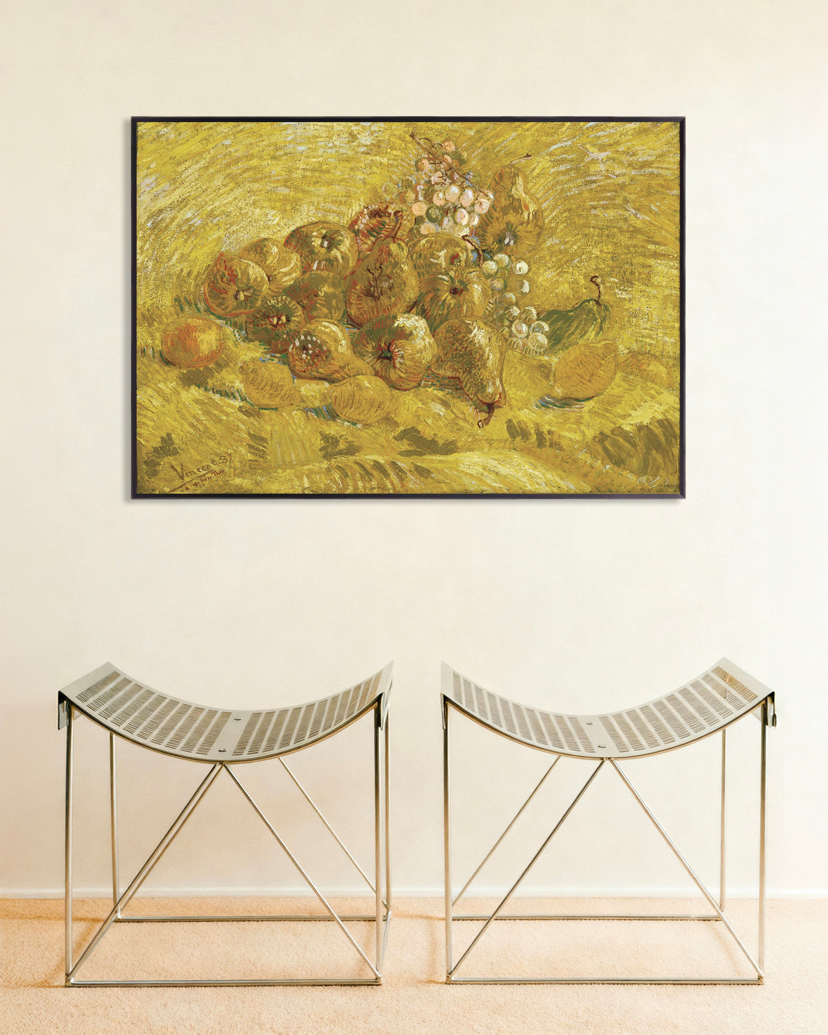 Poster de Coings, citrons, poires et raisins (1887), de Vincent van Gogh, avec cadre métallique