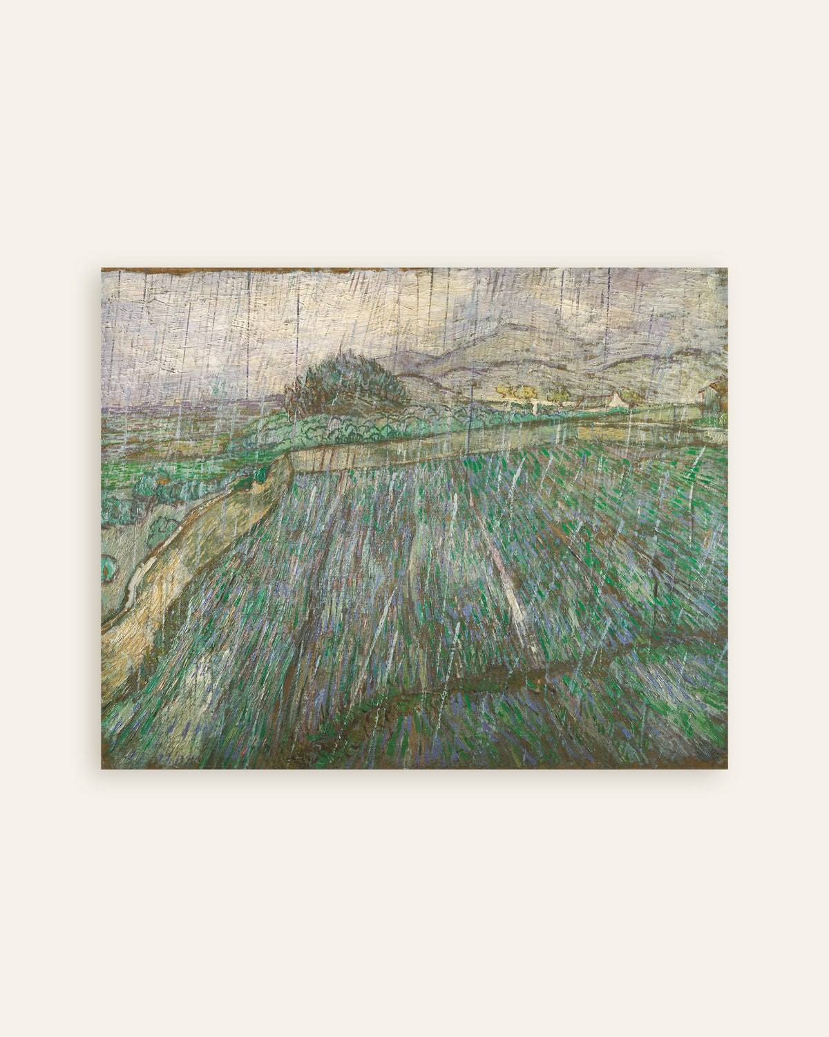 Poster van Regen (1889) van Vincent van Gogh, miniatuur