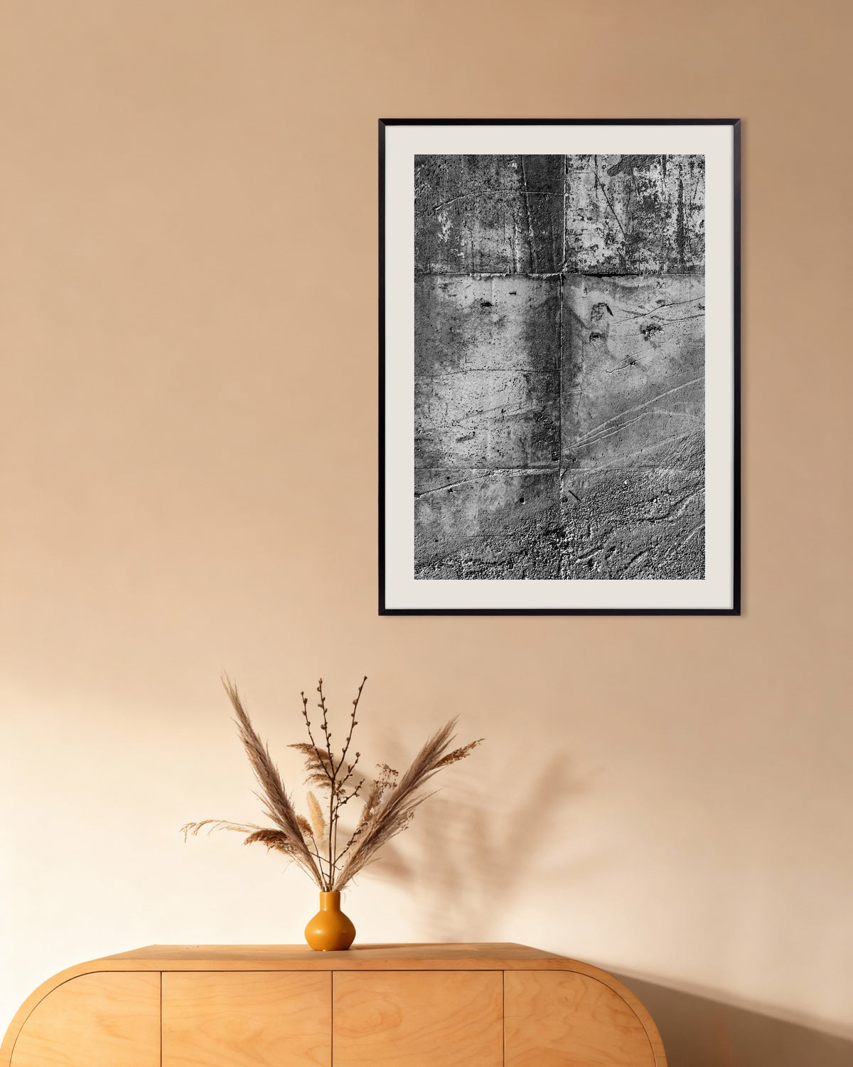 Poster ‘Ruwe betonmuurstructuur’, met metalen lijst