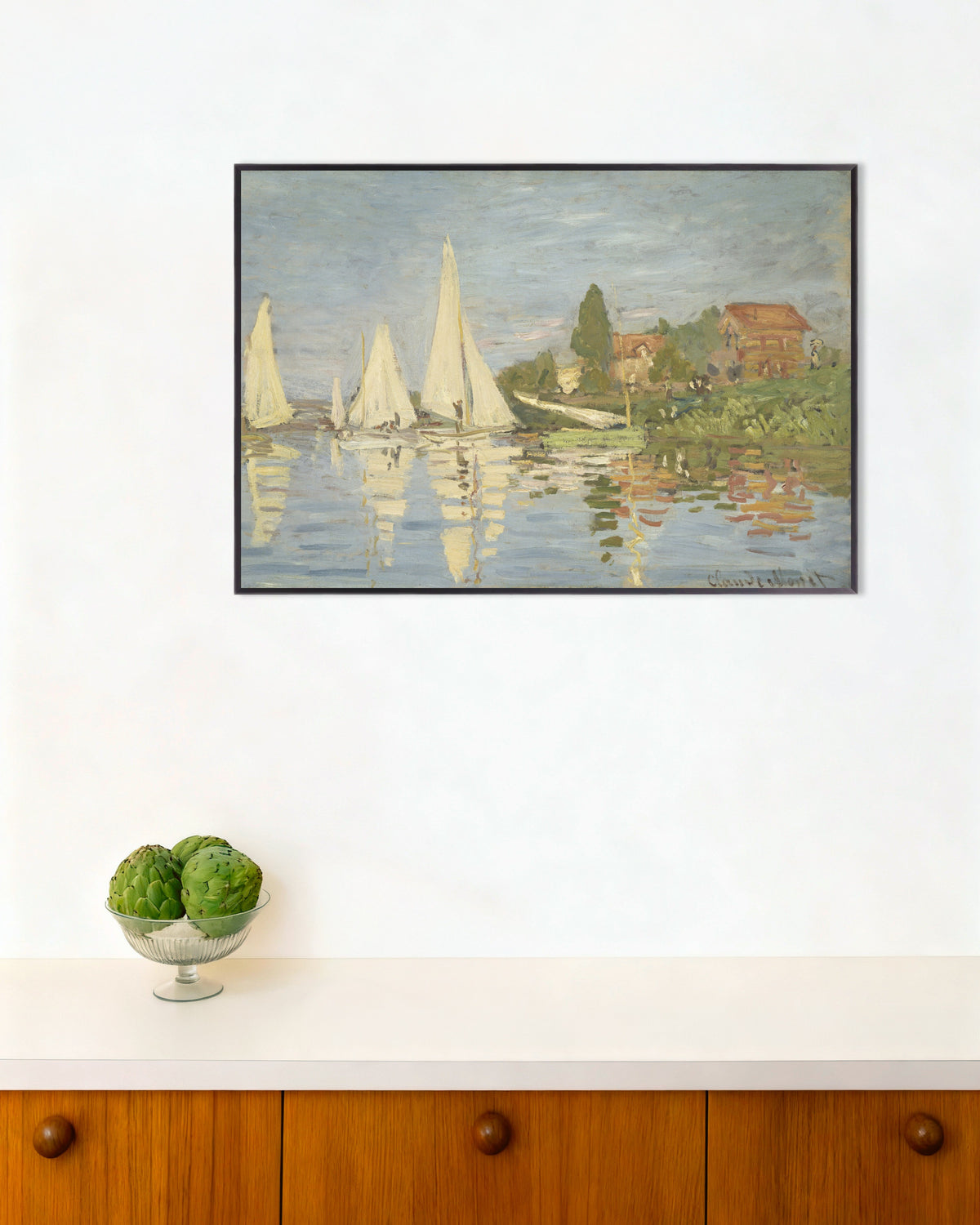 Poster Regatta bij Argenteuil (ca. 1872) van Claude Monet met metalen lijst