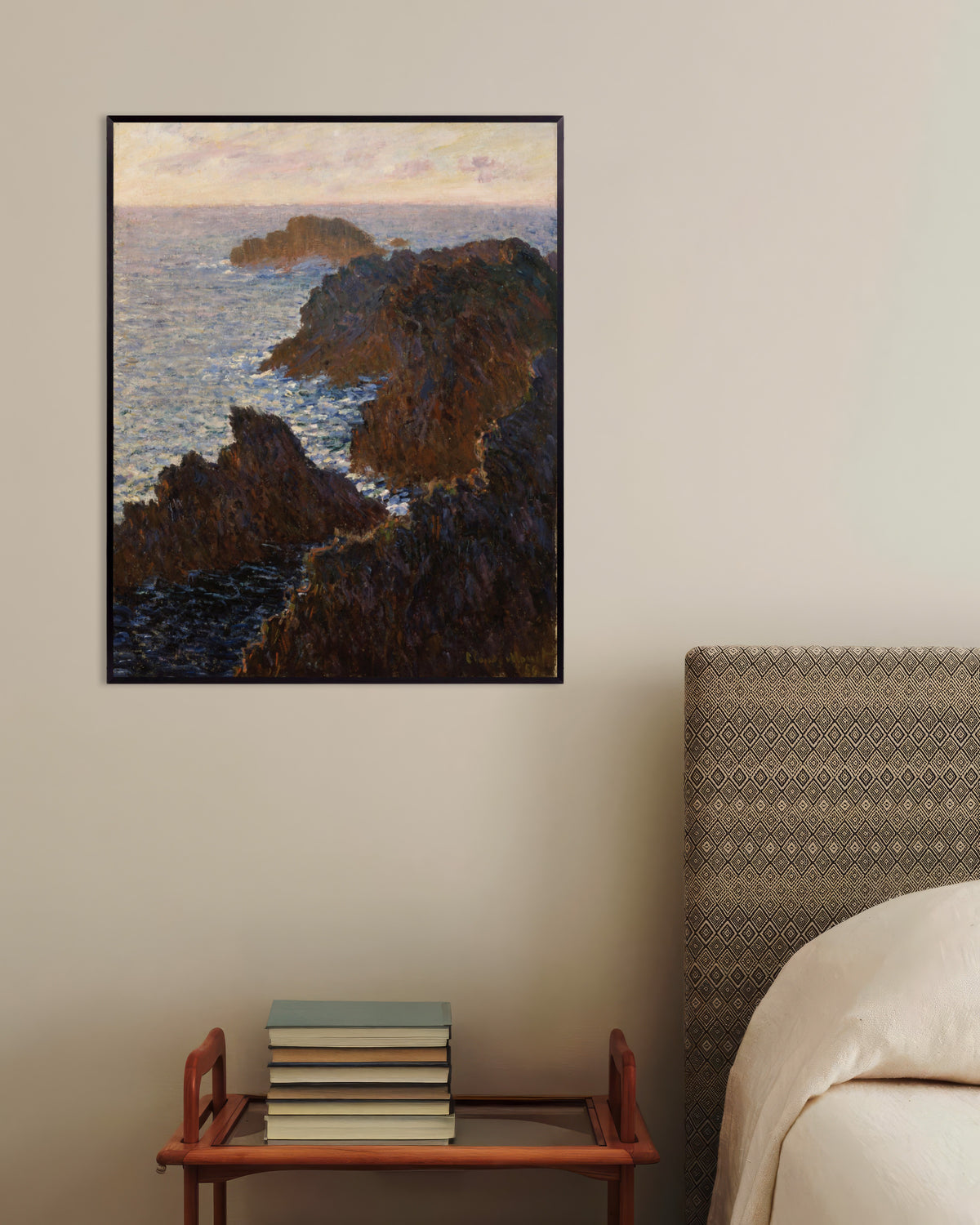 Affiche Rochers à Belle-Île, Port-Domois (1886) de Claude Monet, avec un cadre en métal