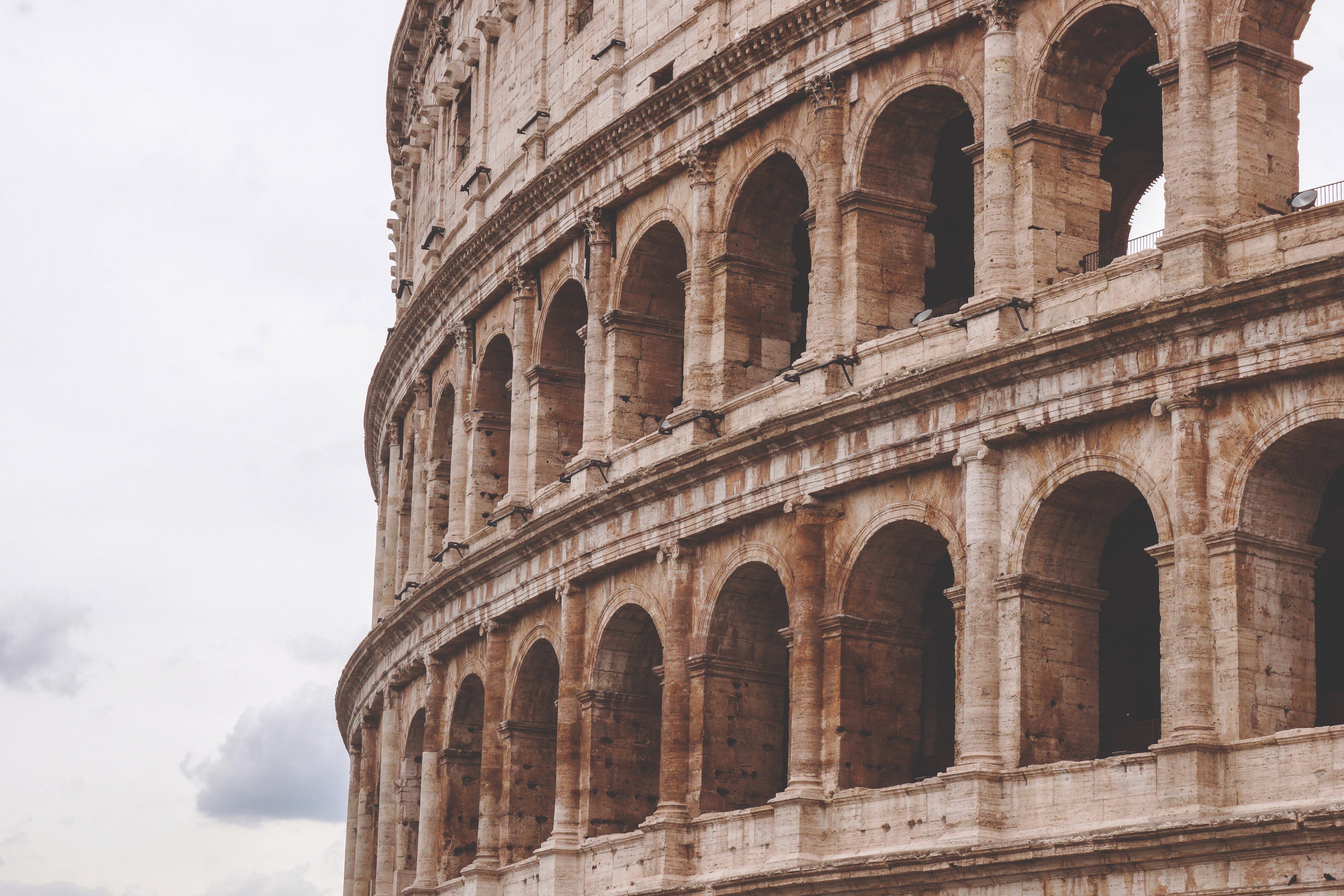 Close-up of the Colosseum in Rome, Italy