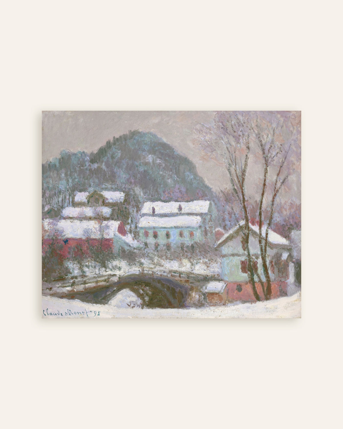 Poster Sandvika, Noorwegen, sneeuweffect (1895) van Claude Monet, miniatuur