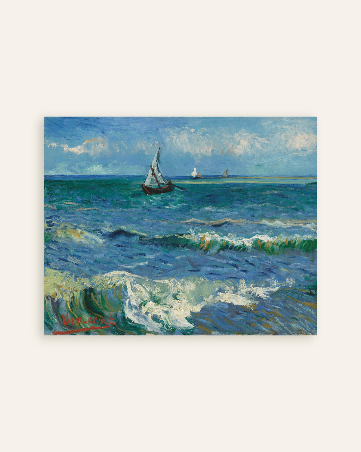 Poster van Zeegezicht bij Les Saintes-Maries-de-la-Mer (1888) van Vincent van Gogh, miniatuur
