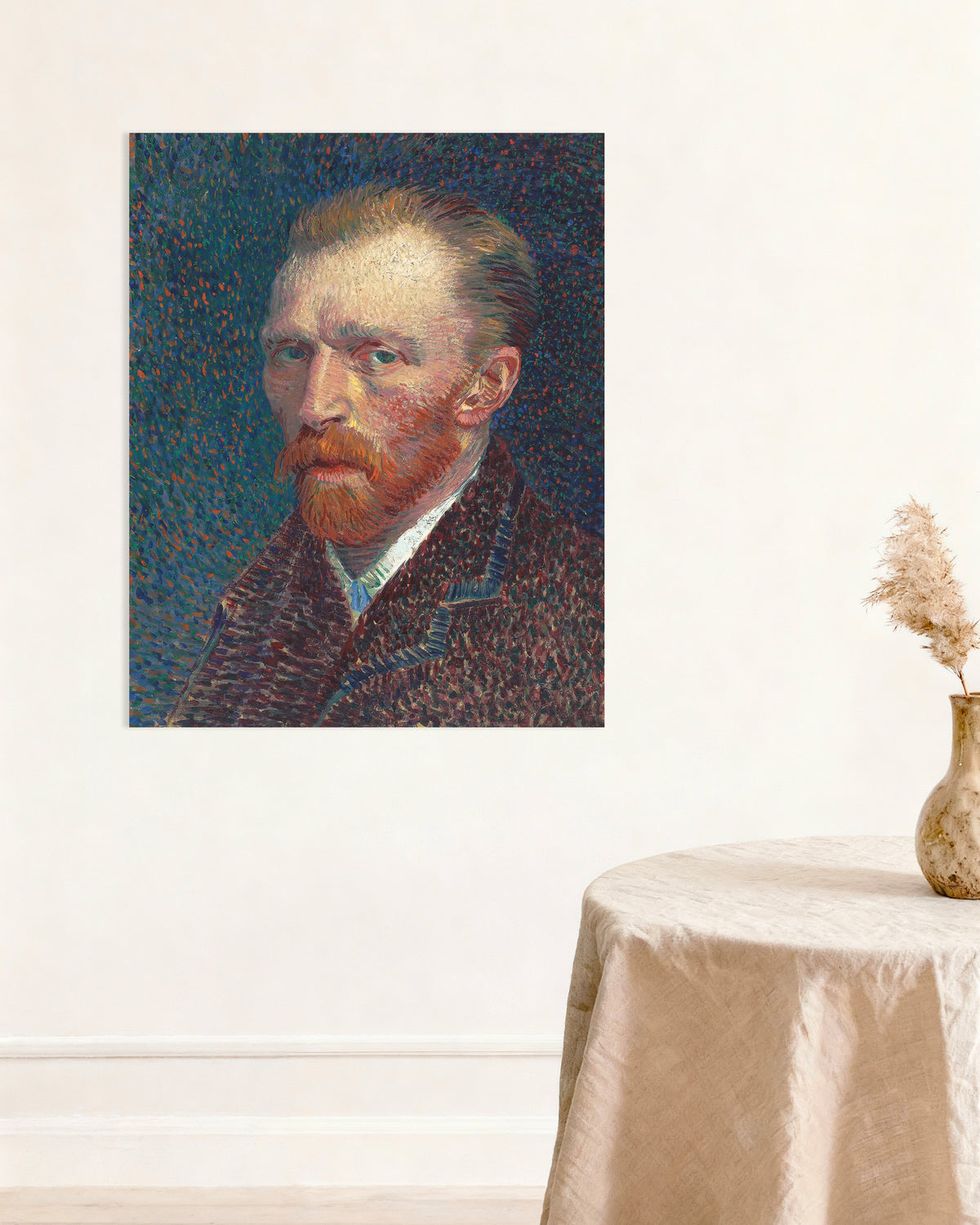 Poster Autoportrait sur fond bleu pointillé (1887) de Vincent van Gogh