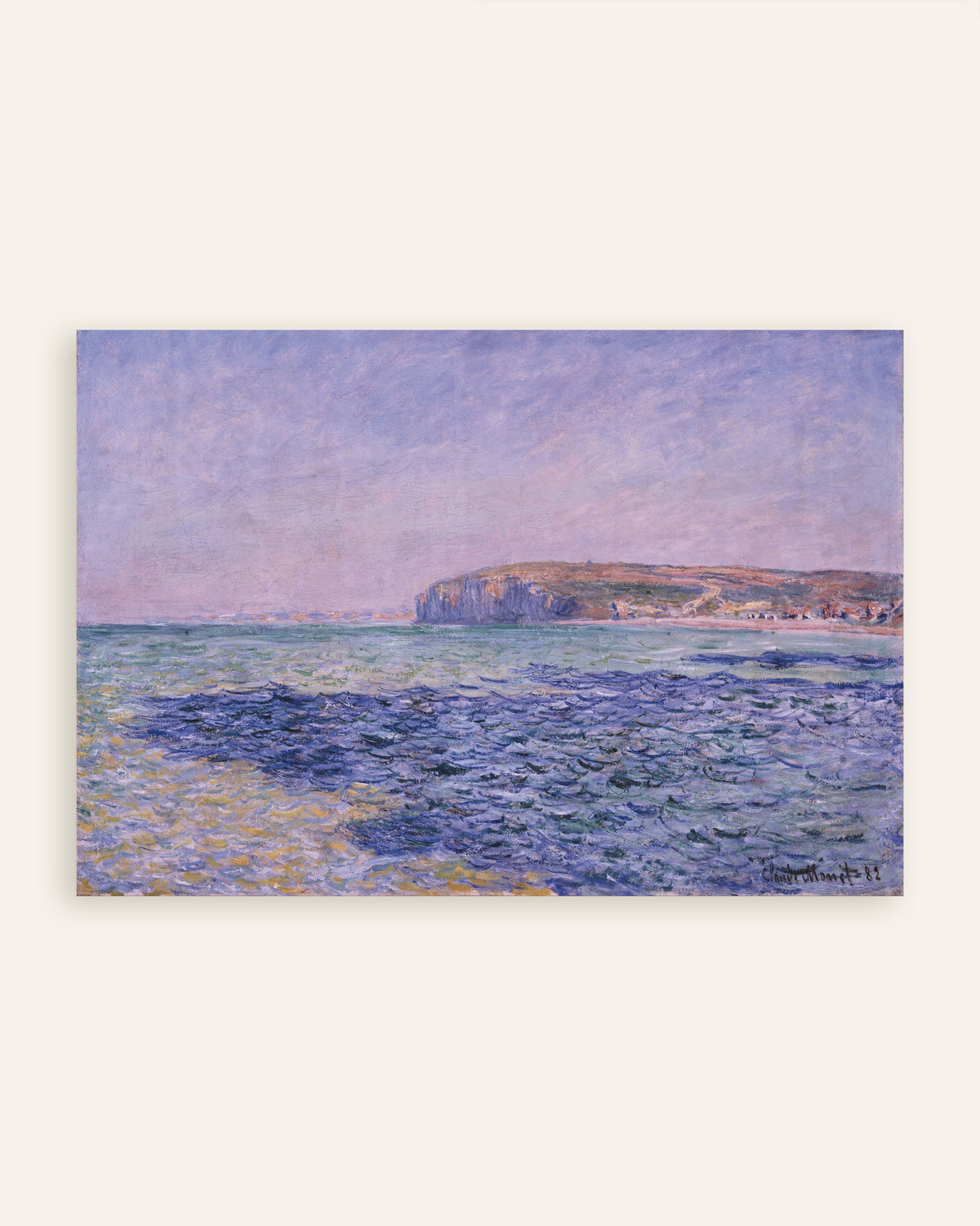 Poster Schaduwen op zee, de kliffen bij Pourville (1882) van Claude Monet, miniatuur