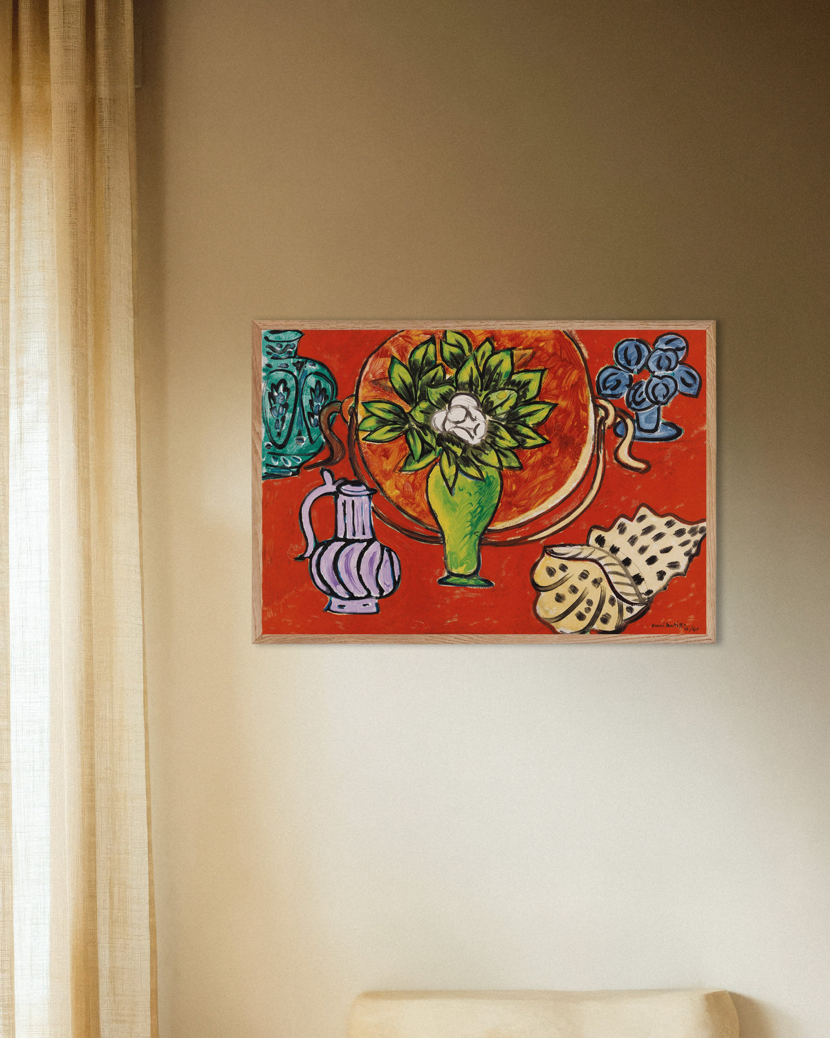 Poster de Nature morte aux magnolias (1941) de Henri Matisse, avec un cadre en bois naturel
