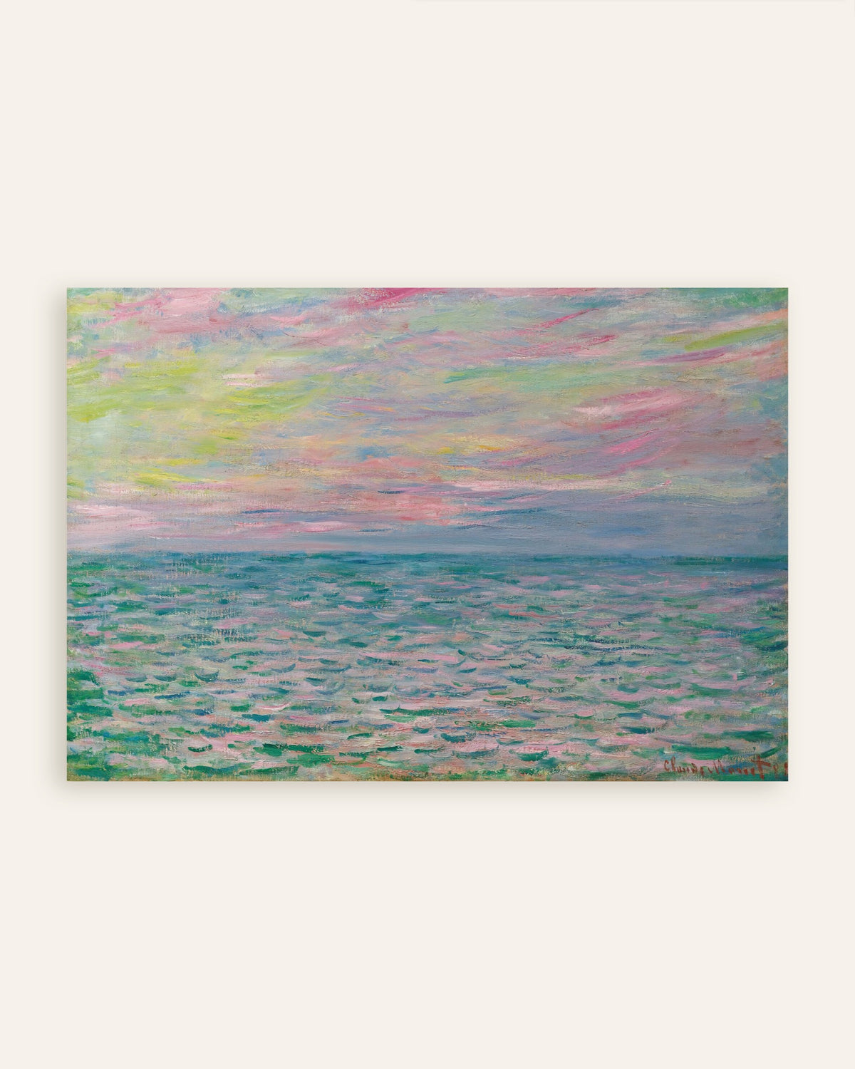 Poster Zonsondergang bij Pourville, open zee (1882) van Claude Monet, miniatuur