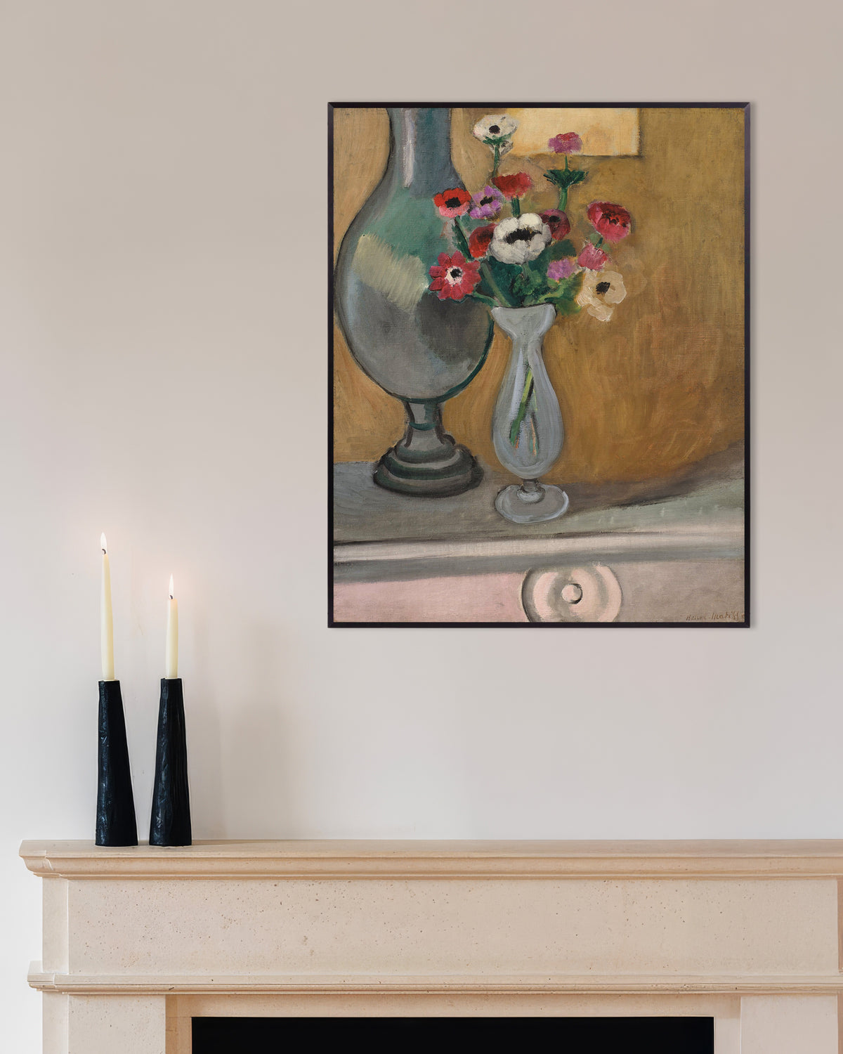 Poster van Het boeket anemonen (1918) van Henri Matisse, met metalen lijst