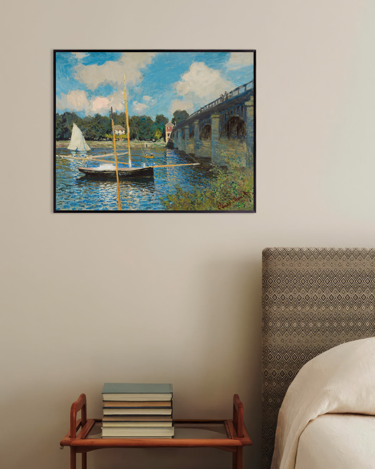 Poster De brug in Argenteuil (1874) van Claude Monet met metalen lijst