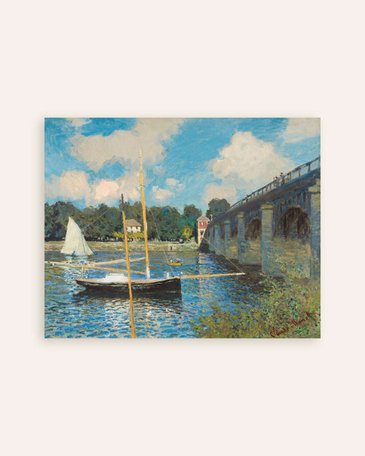 Poster De brug in Argenteuil (1874) van Claude Monet, miniatuur