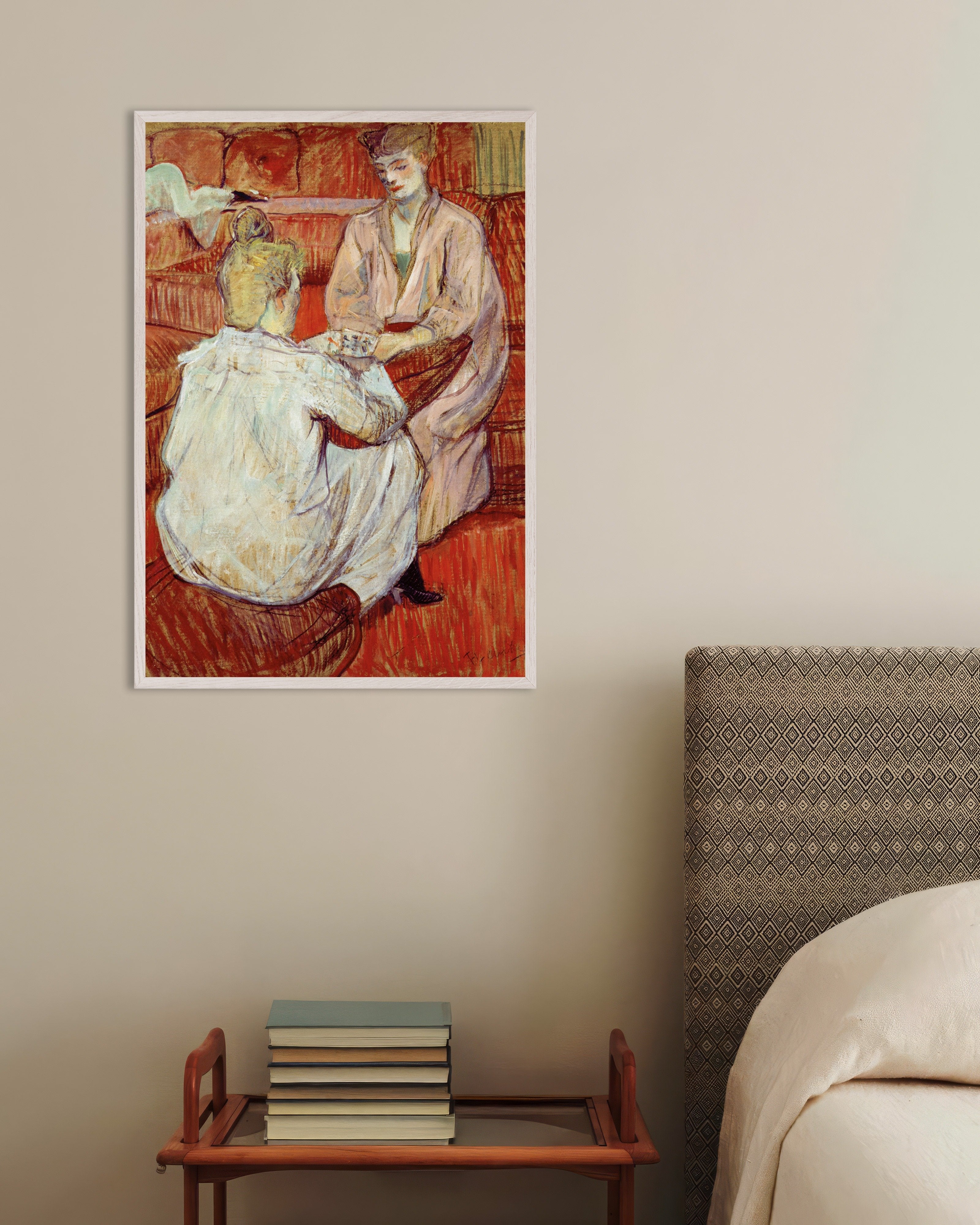 Poster of The card players by Henri de Toulouse-Lautrec, 1893 - Poster, with white wooden frame