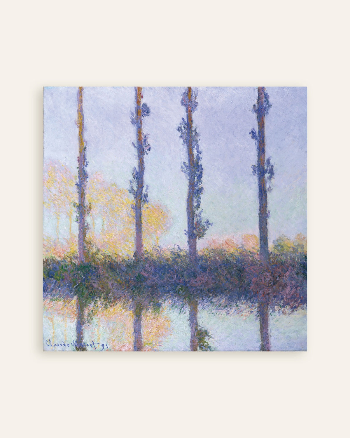 Poster De vier bomen (1891) van Claude Monet, miniatuur
