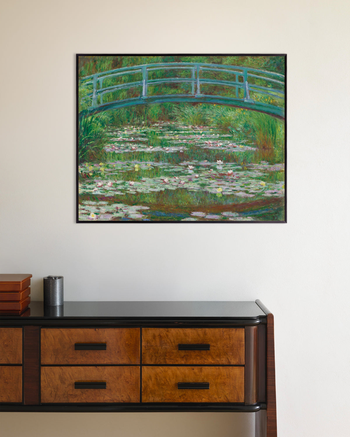 Poster De Japanse brug (1899) van Claude Monet met metalen lijst