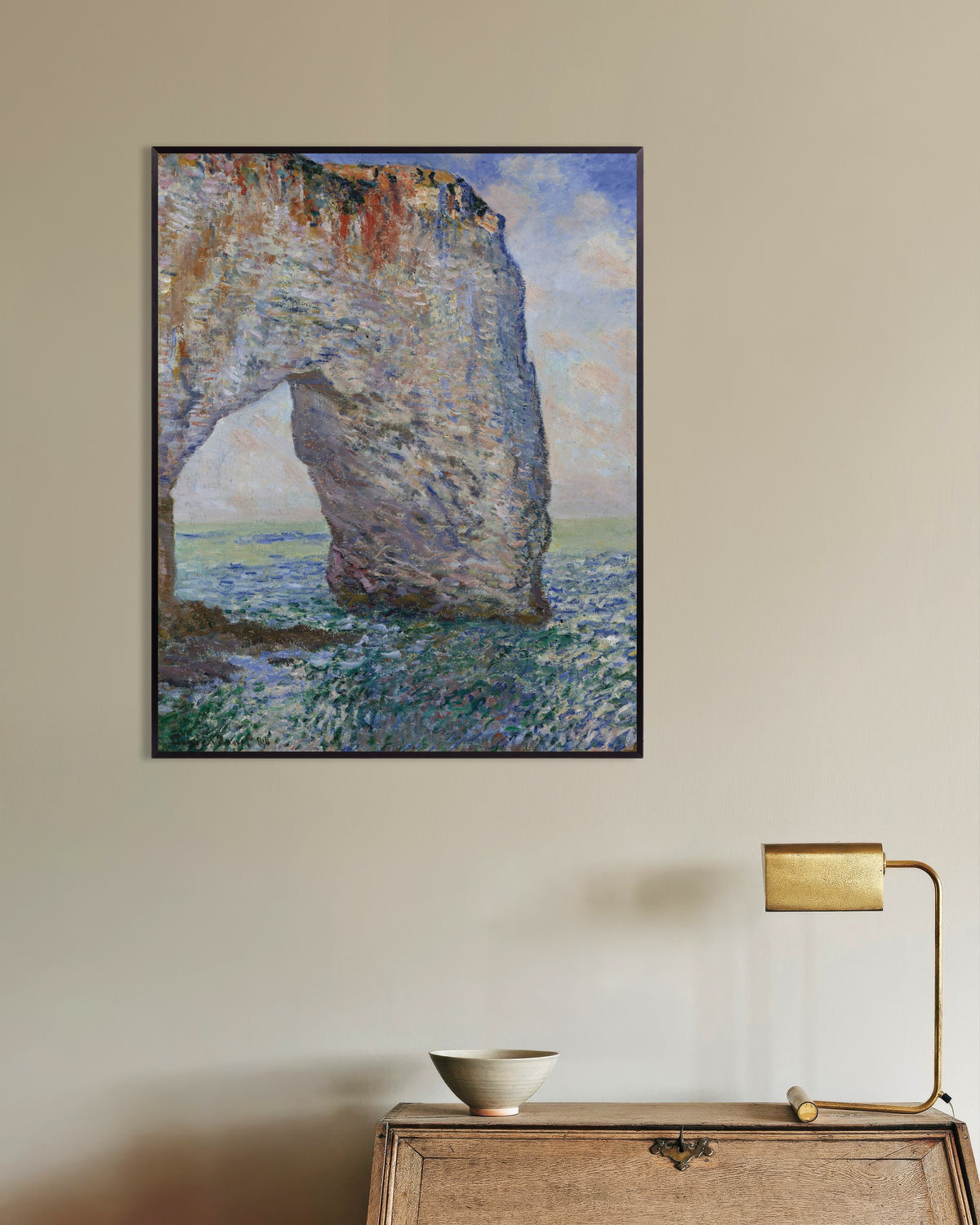 Poster De Manneporte bij Étretat (1886) van Claude Monet met metalen lijst