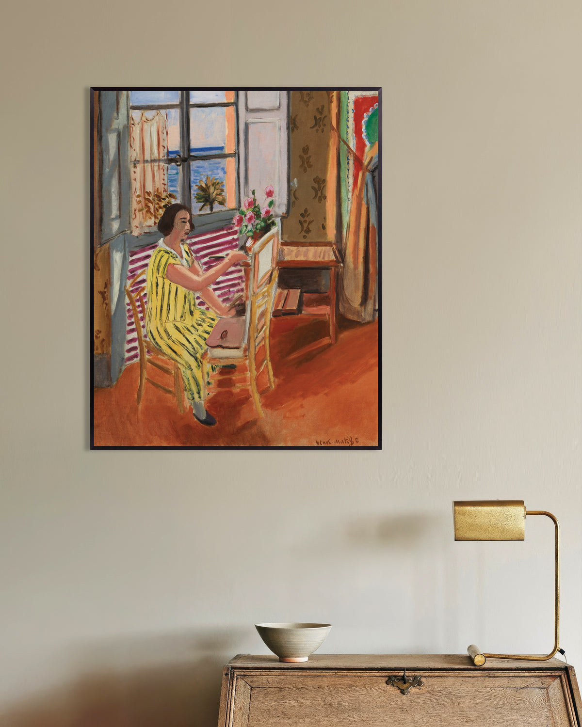 Poster de La Séance du matin (1924), de Henri Matisse, avec un cadre en métal